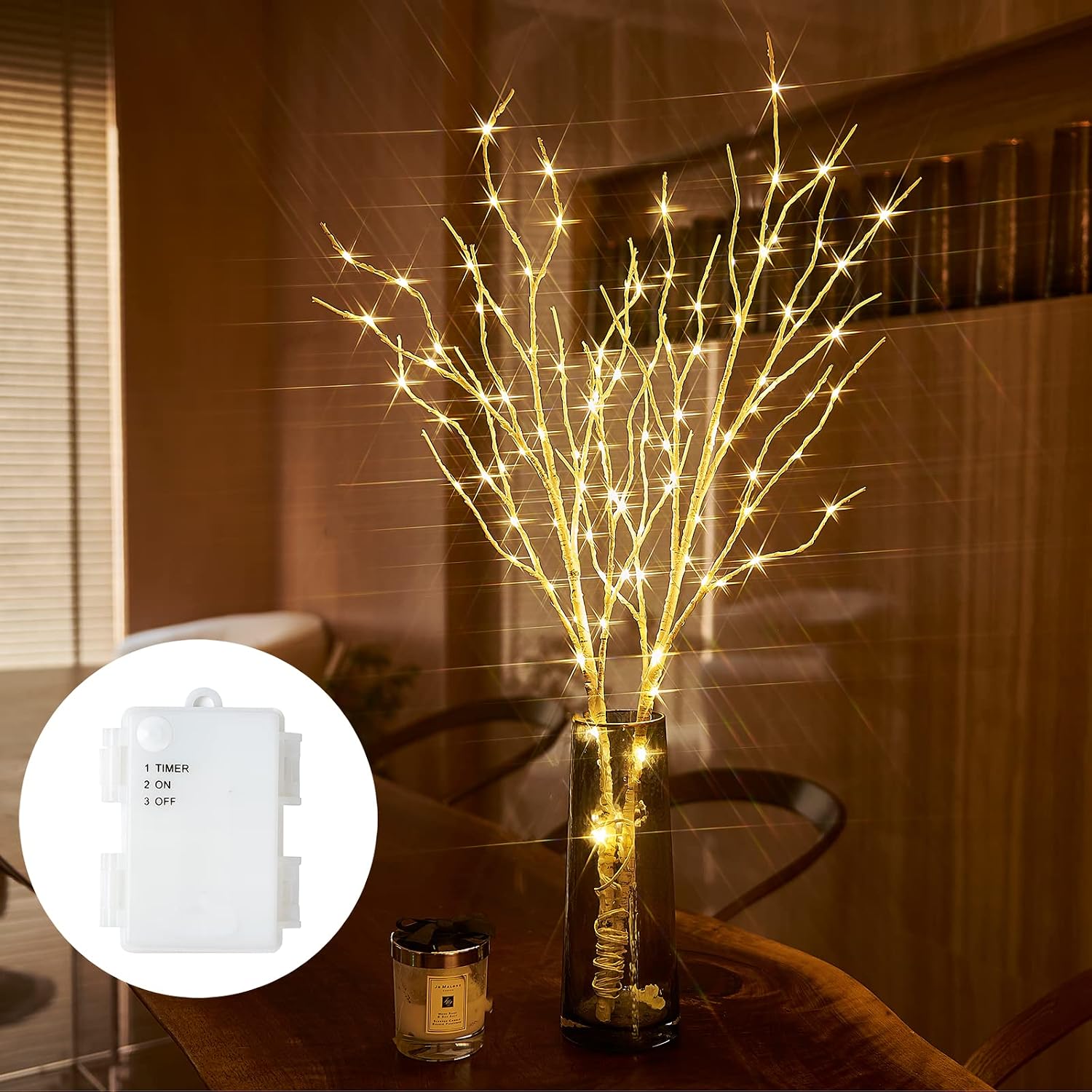 18-inch LED Birch Branches with Timer