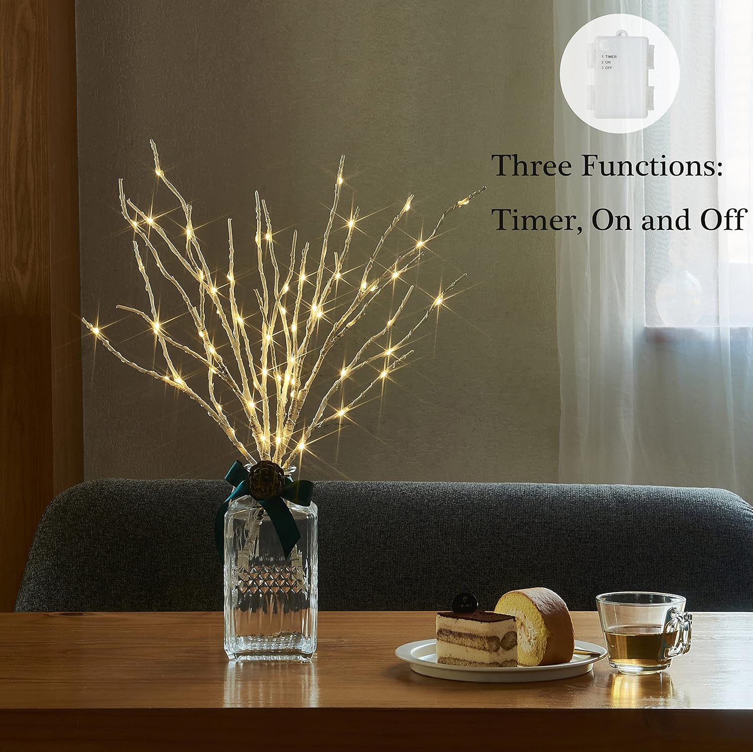 18-inch LED Birch Branches with Timer