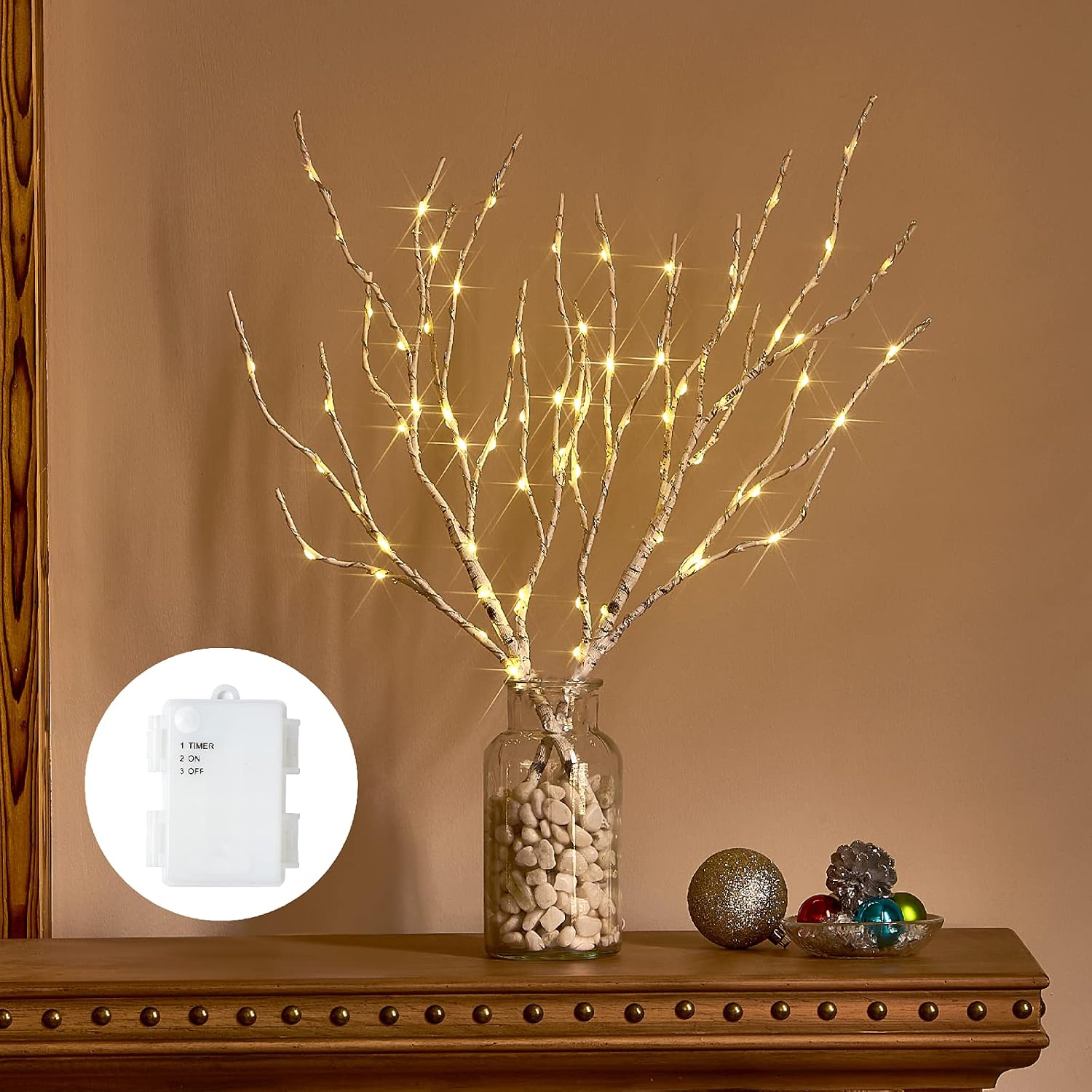 18-inch LED Birch Branches with Timer