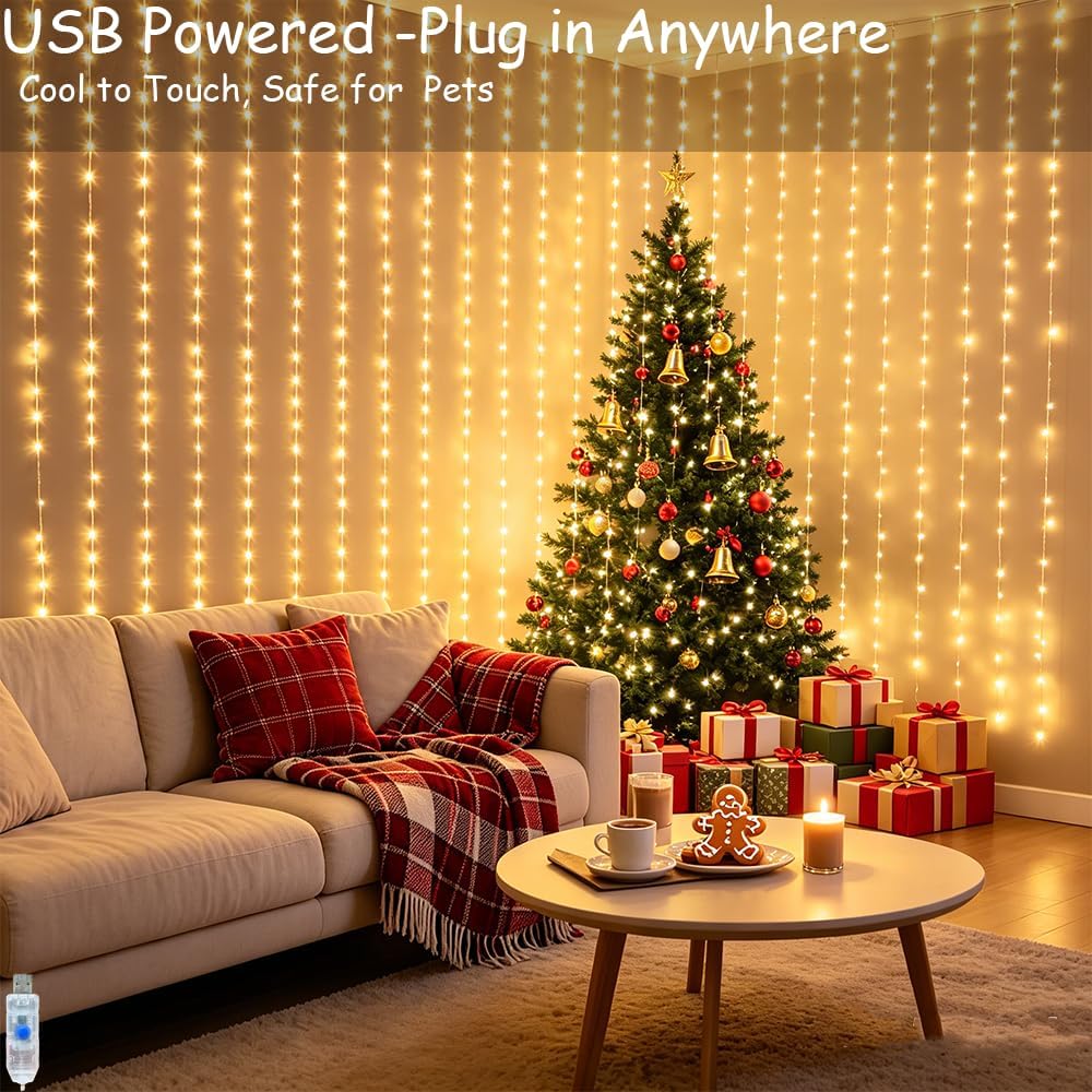 250 LED Warm White Curtain Fairy