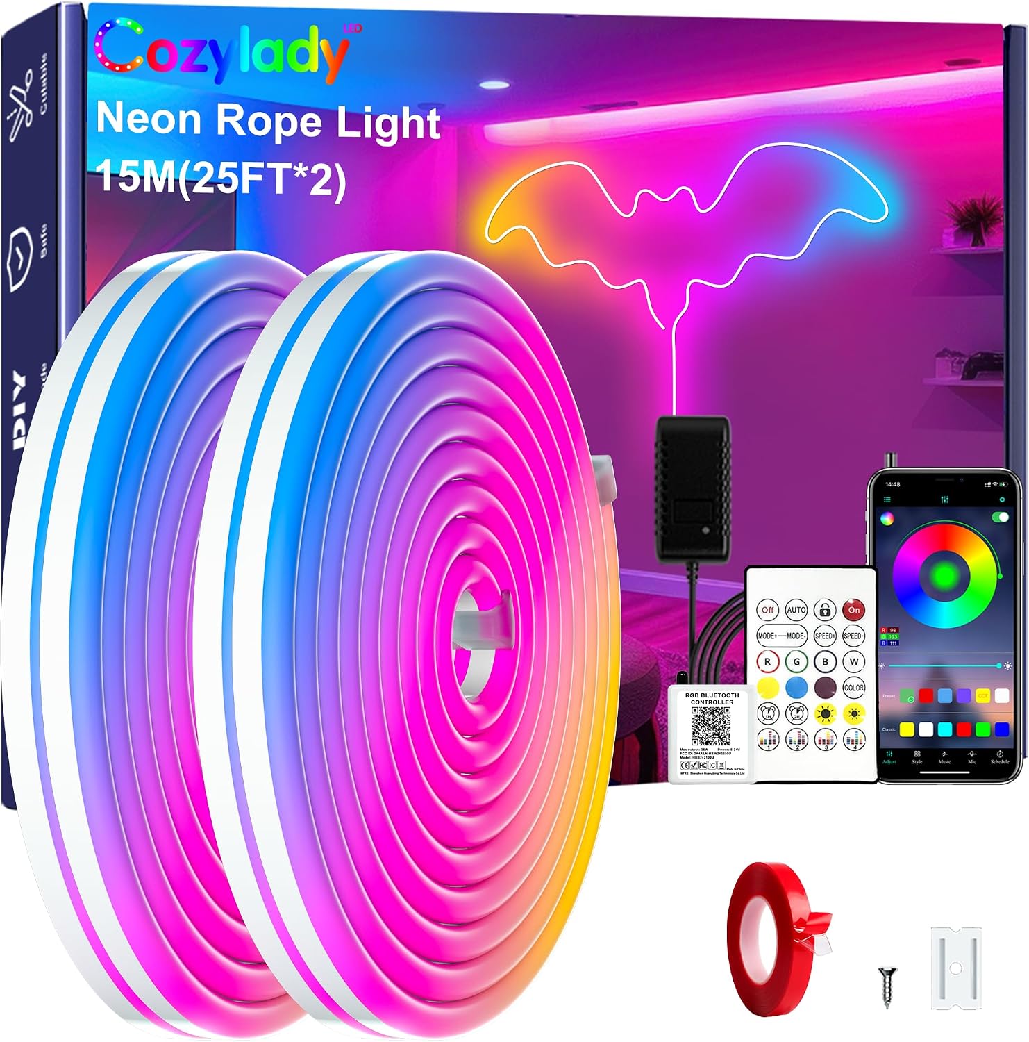 40 ft RGB Neon Rope Light - Two s