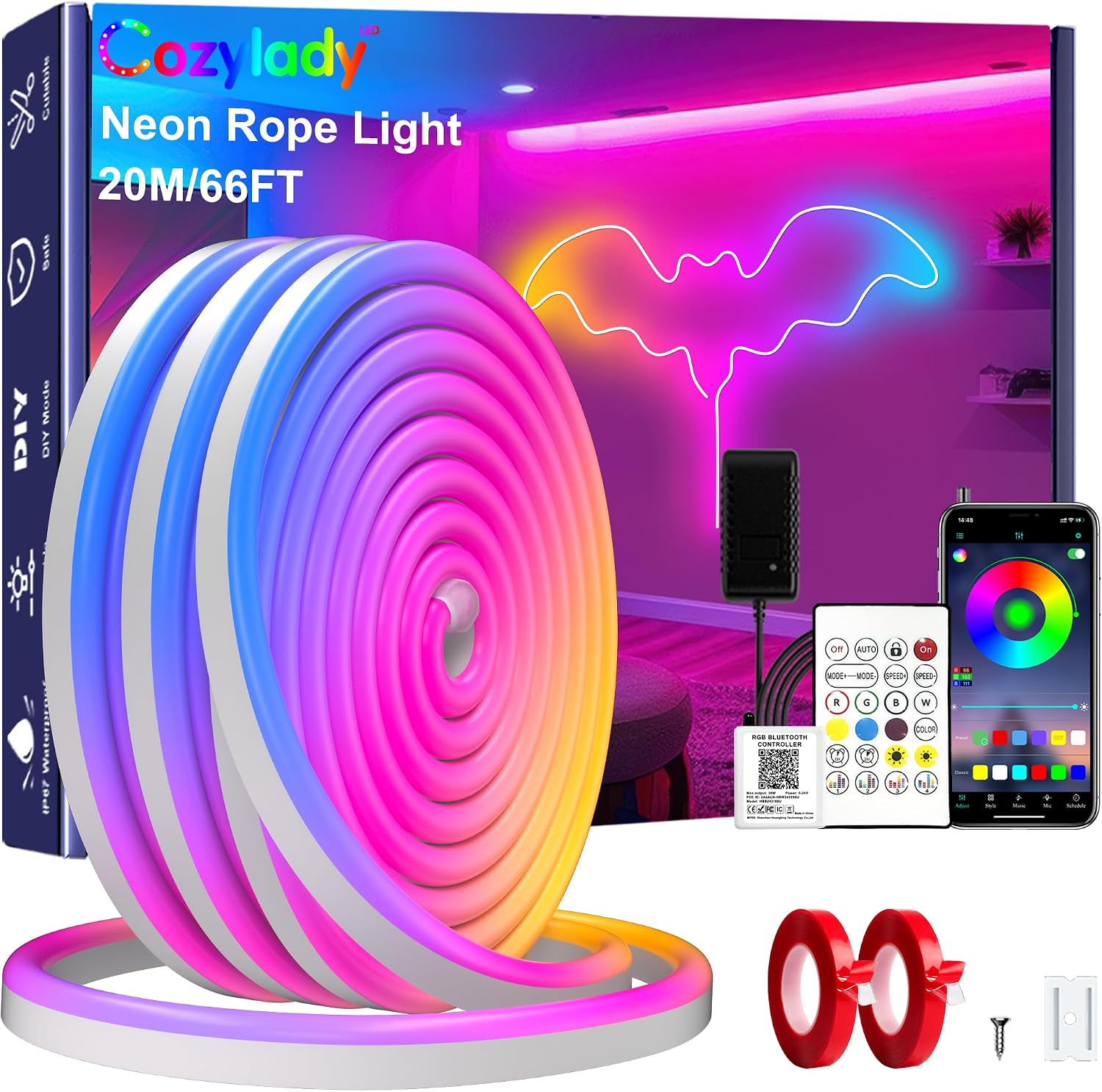 40 ft RGB Neon Rope Light - Two s