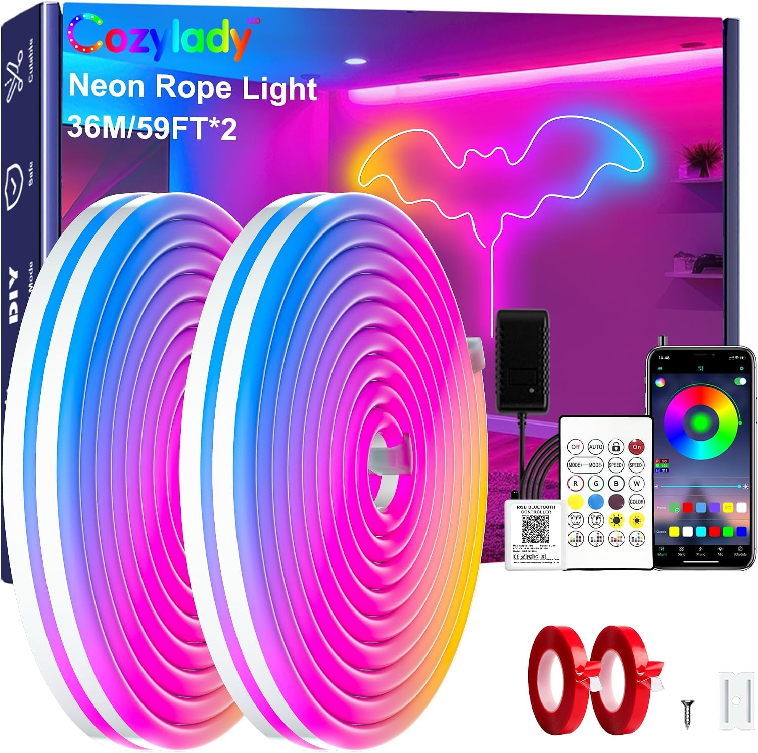 40 ft RGB Neon Rope Light - Two s