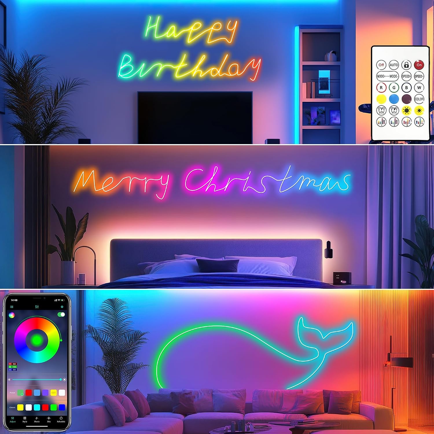 40 ft RGB Neon Rope Light - Two s