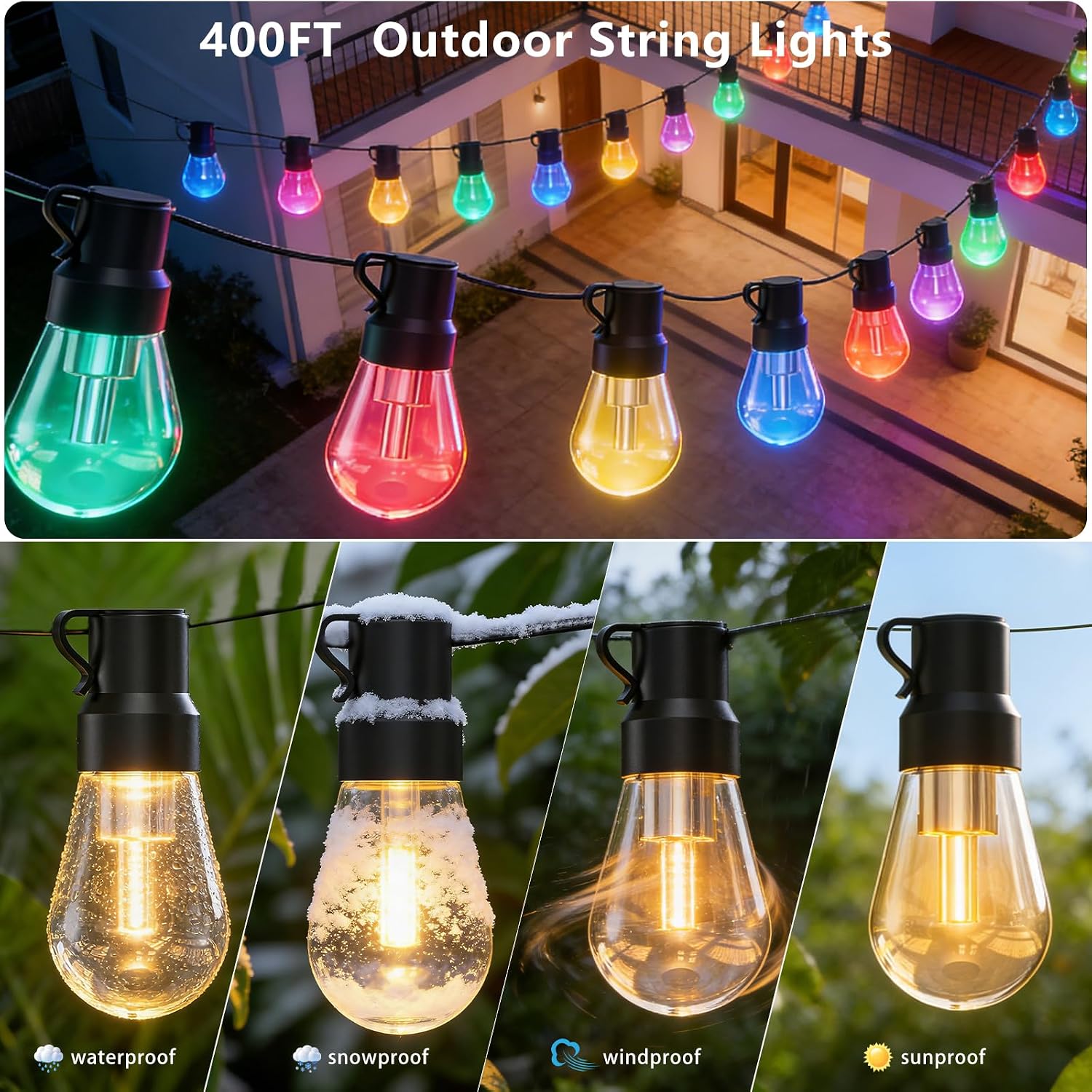 400 ft RGB Outdoor String Lights