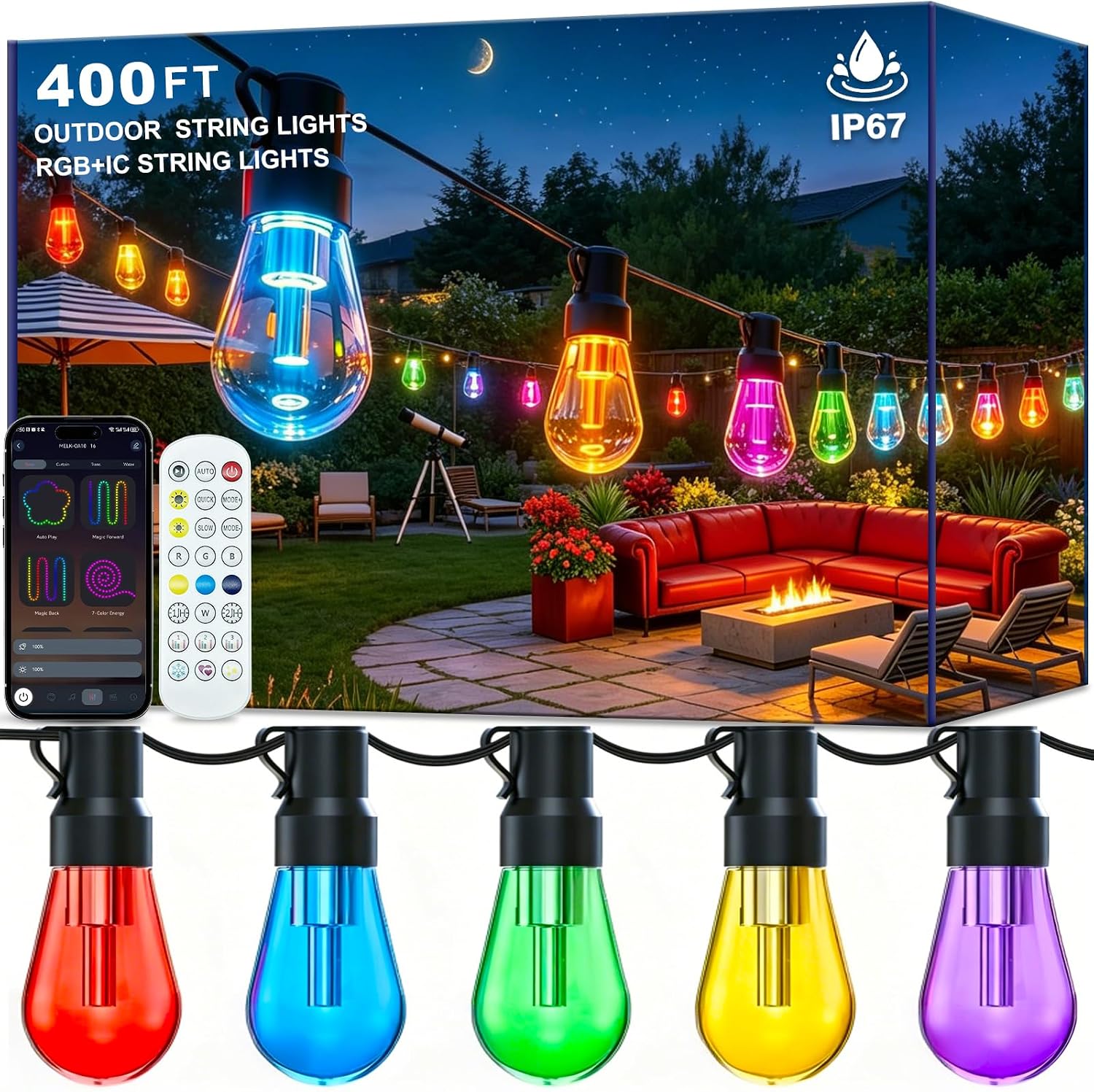 400 ft RGB Outdoor String Lights