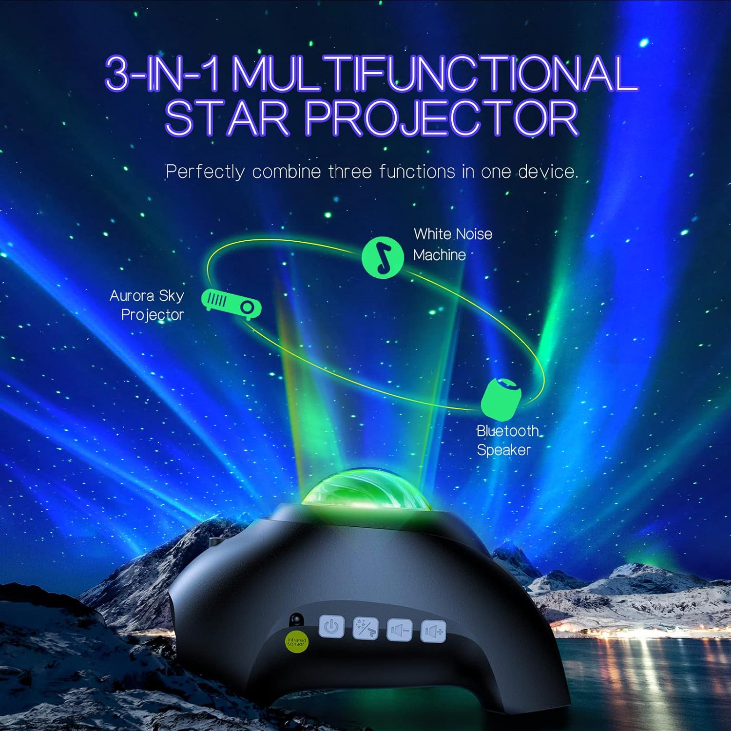 Aurora Star Projector with Bluetooth Speaker