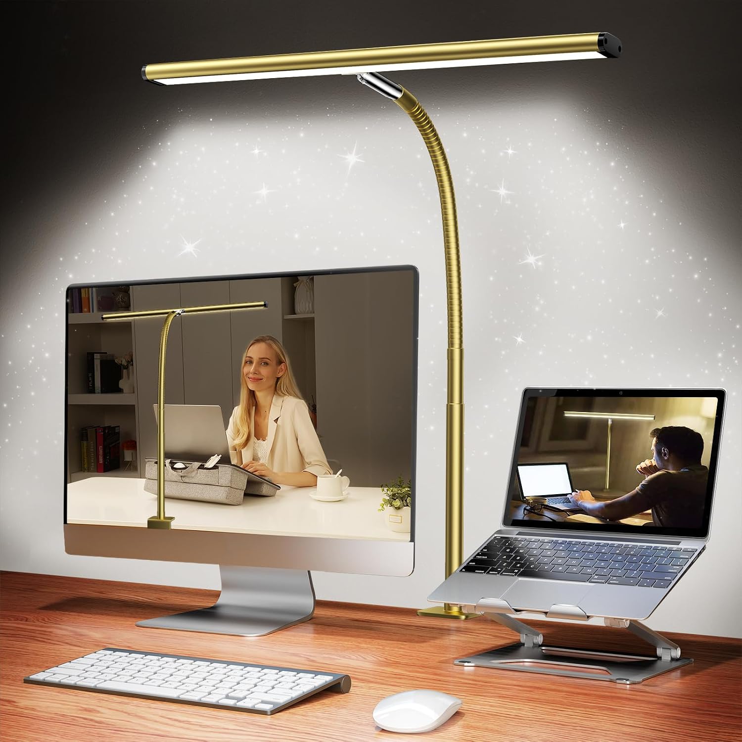 Black Clamp Desk Lamp with Flexible Gooseneck