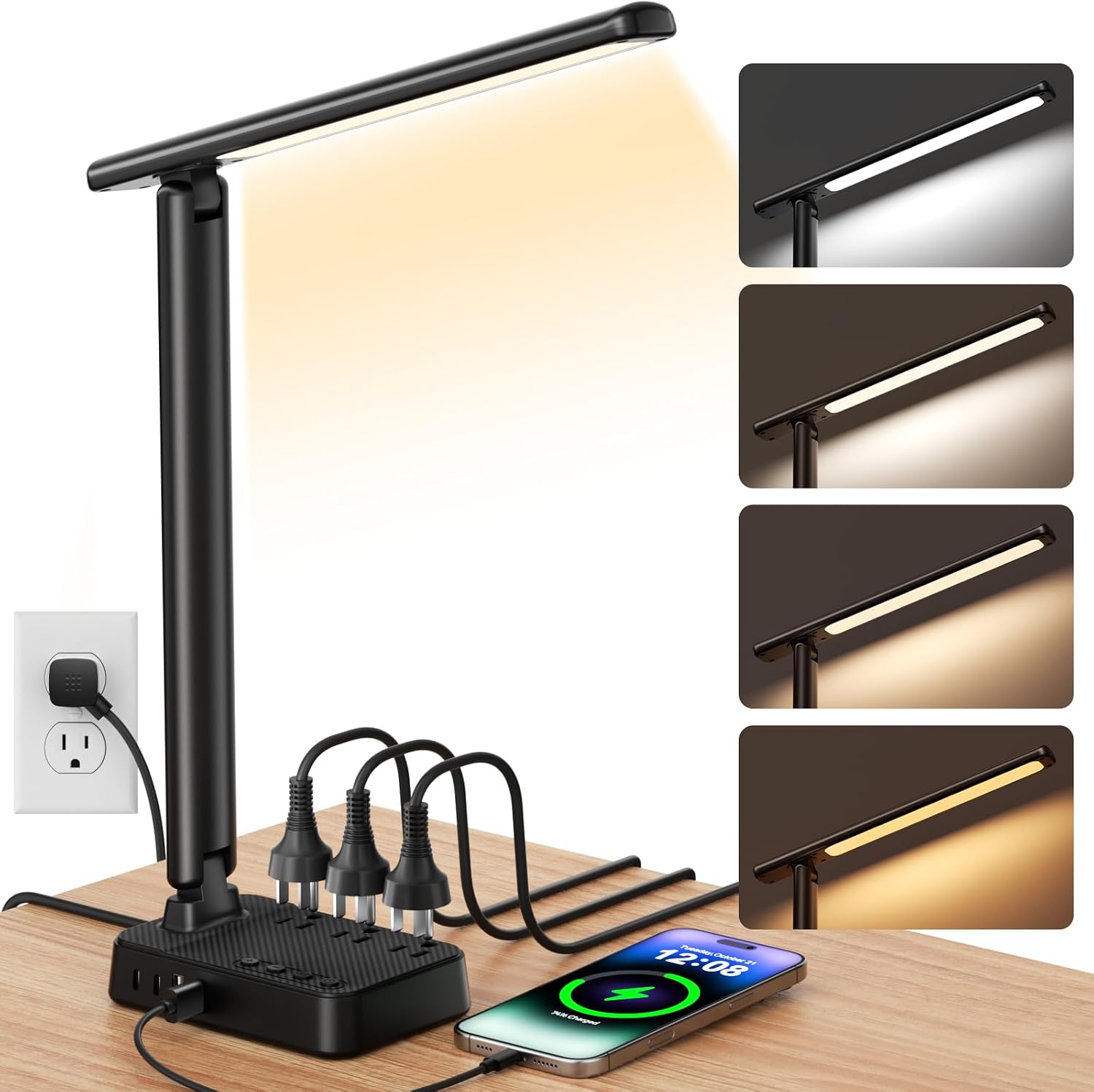 Black Clamp Desk Lamp with Flexible Gooseneck