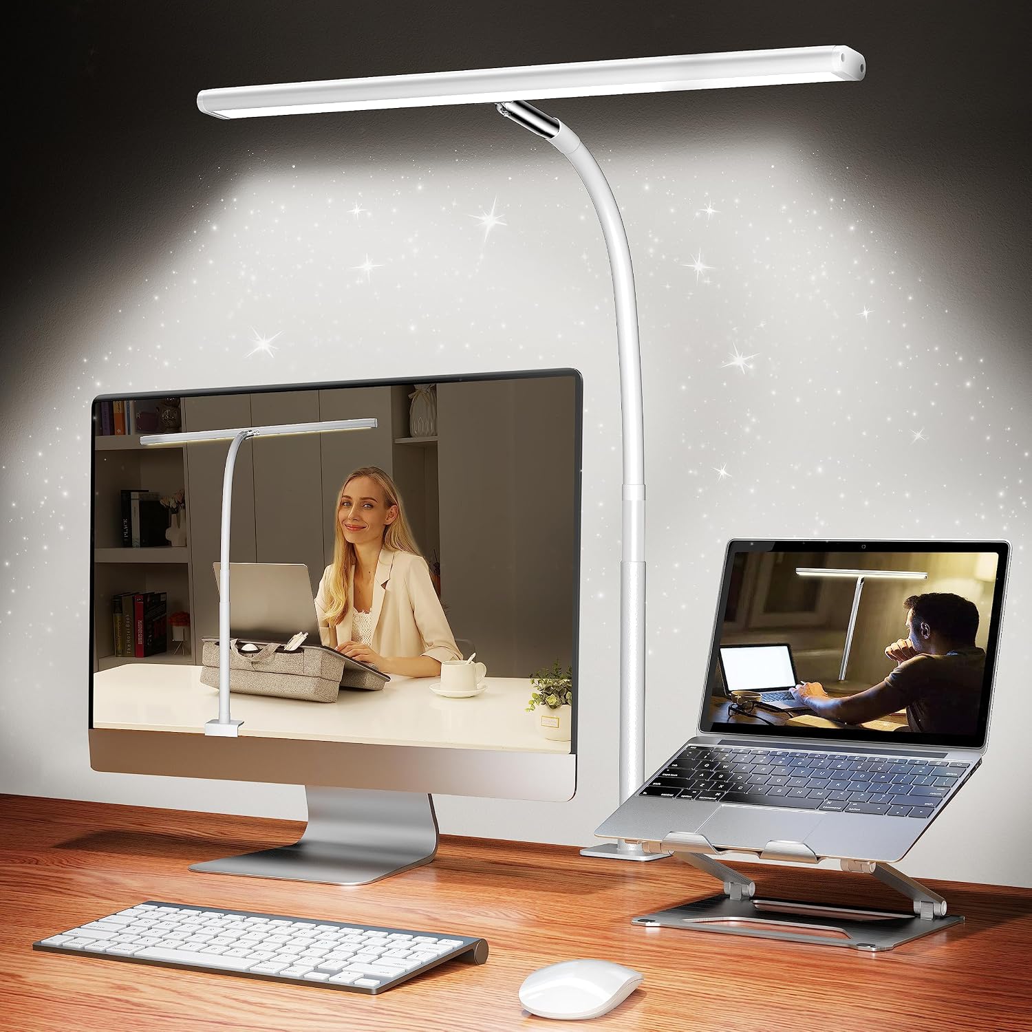 Black Clamp Desk Lamp with Flexible Gooseneck
