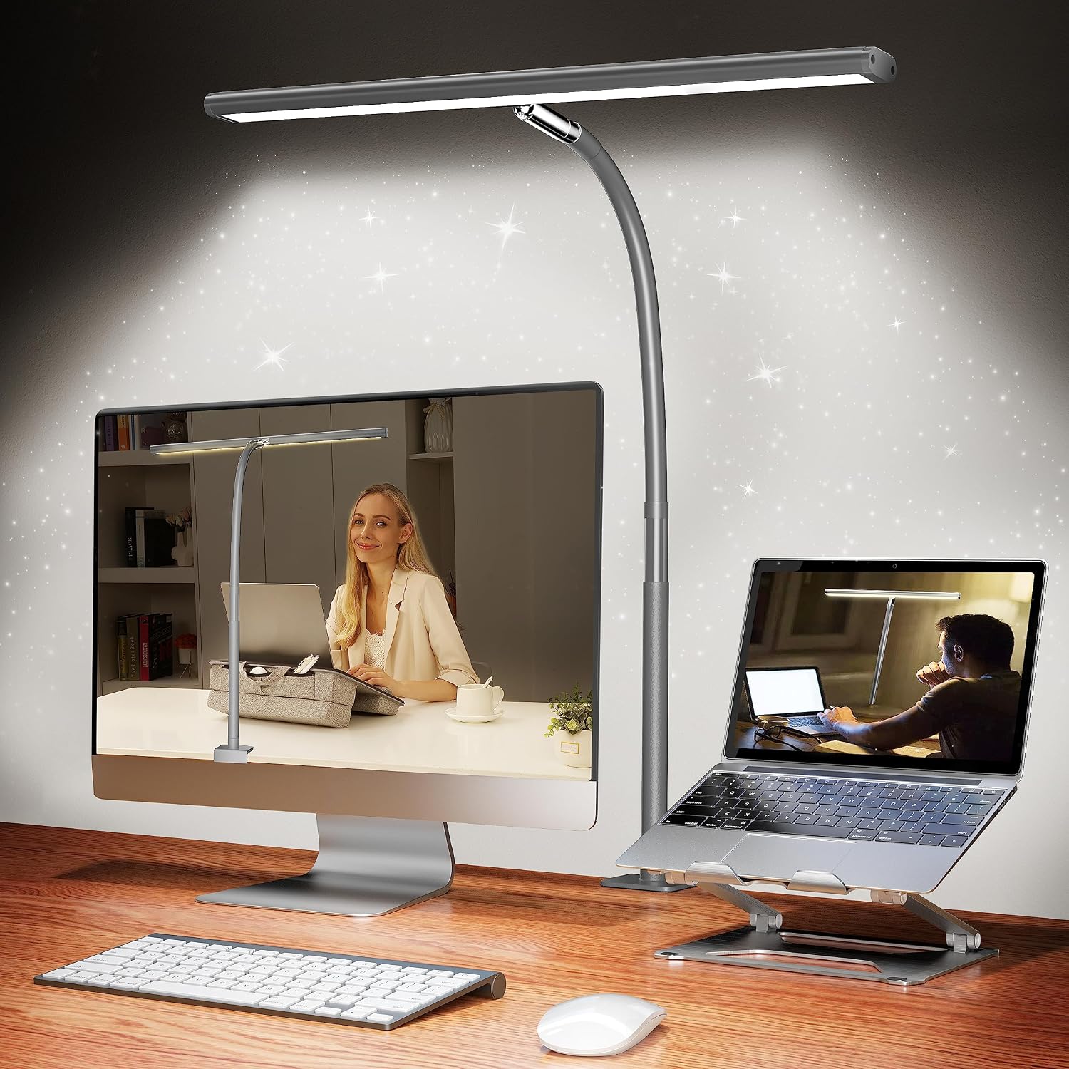 Black Clamp Desk Lamp with Flexible Gooseneck