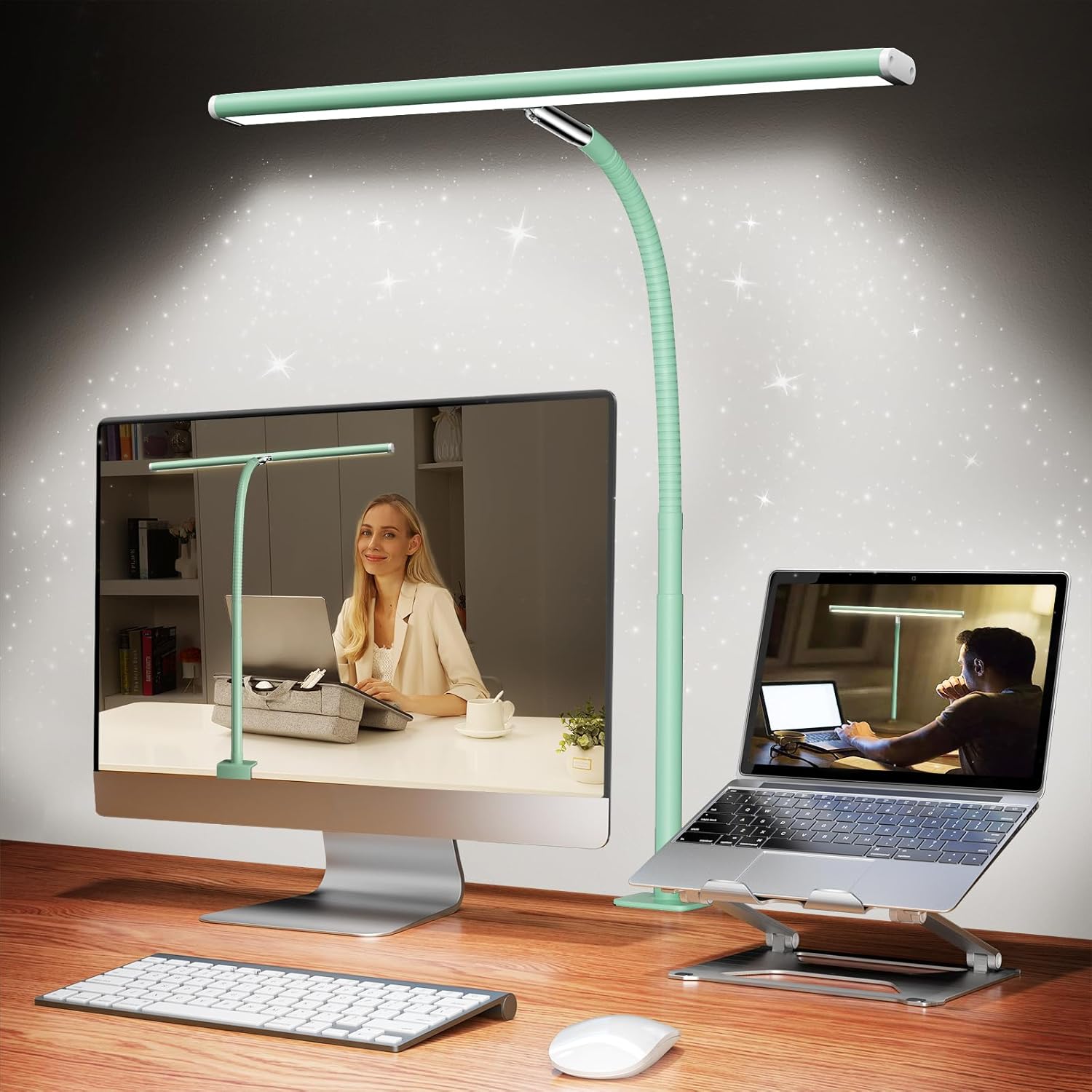 Black Clamp Desk Lamp with Flexible Gooseneck