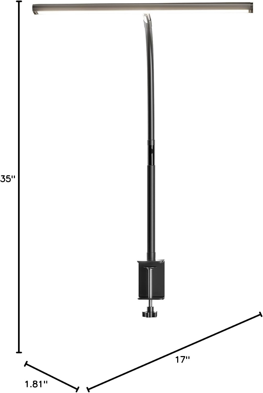 Black Clamp Desk Lamp with Flexible Gooseneck