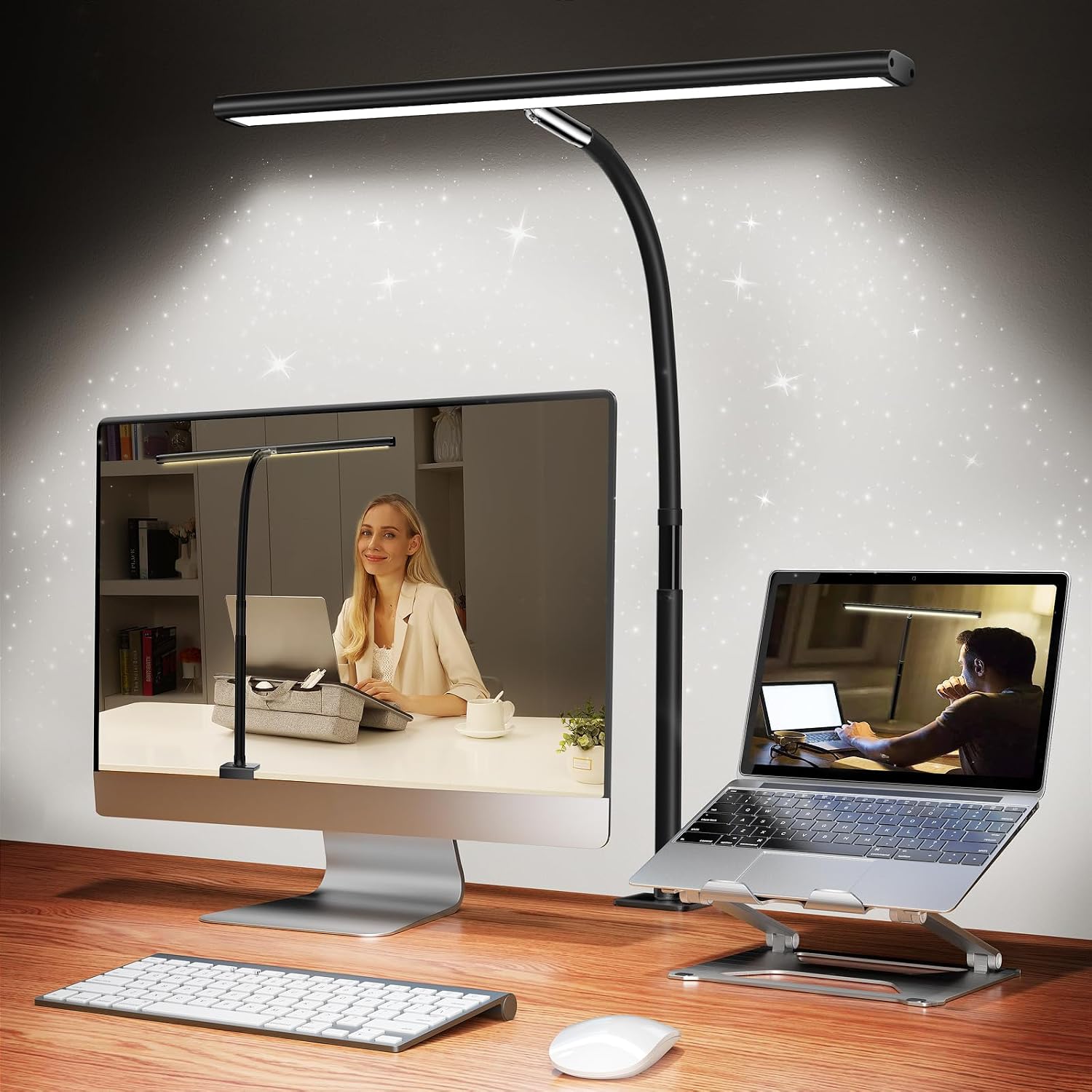 Black Clamp Desk Lamp with Flexible Gooseneck