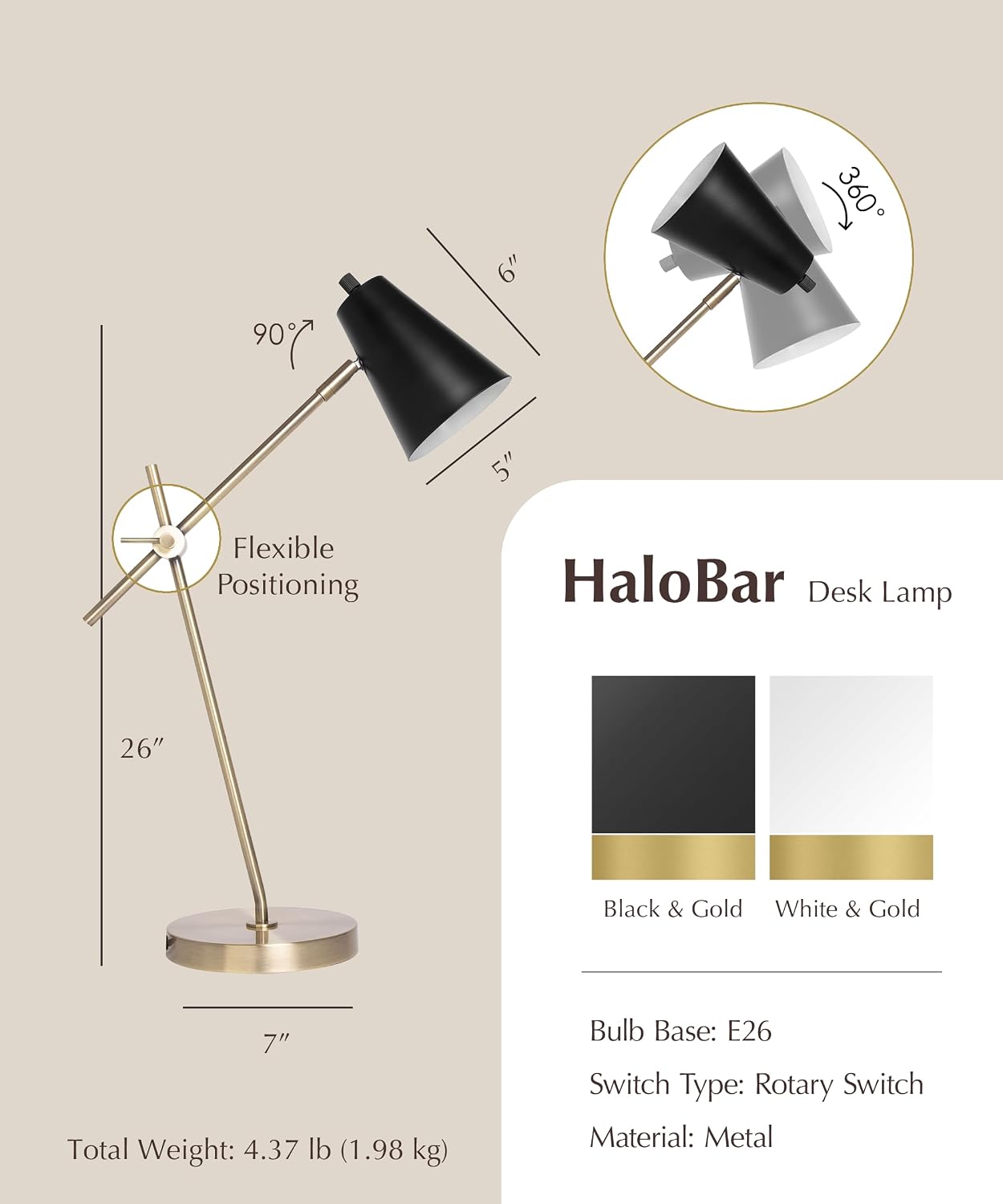 Black Cone Brass Table Lamp
