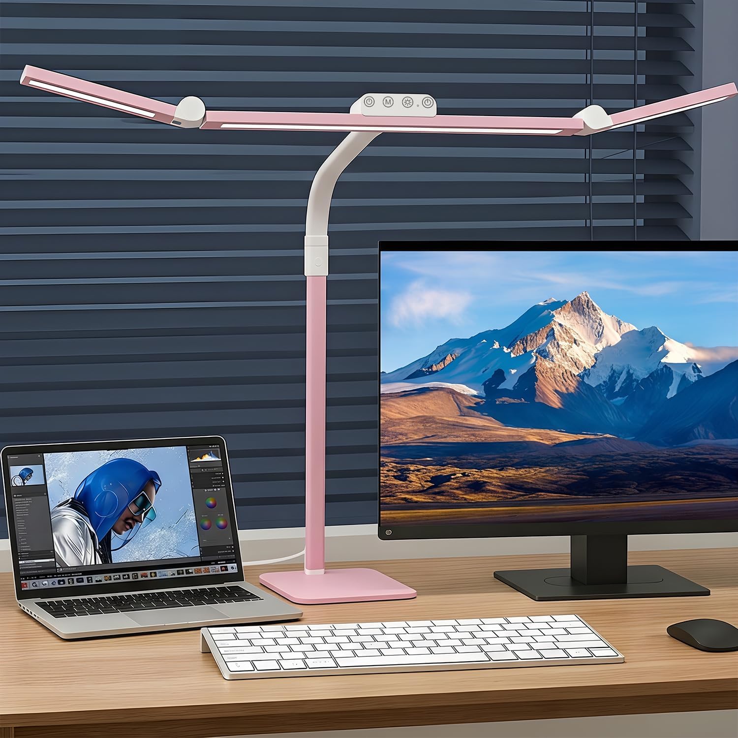 Black Dual-Head LED Desk Lamp