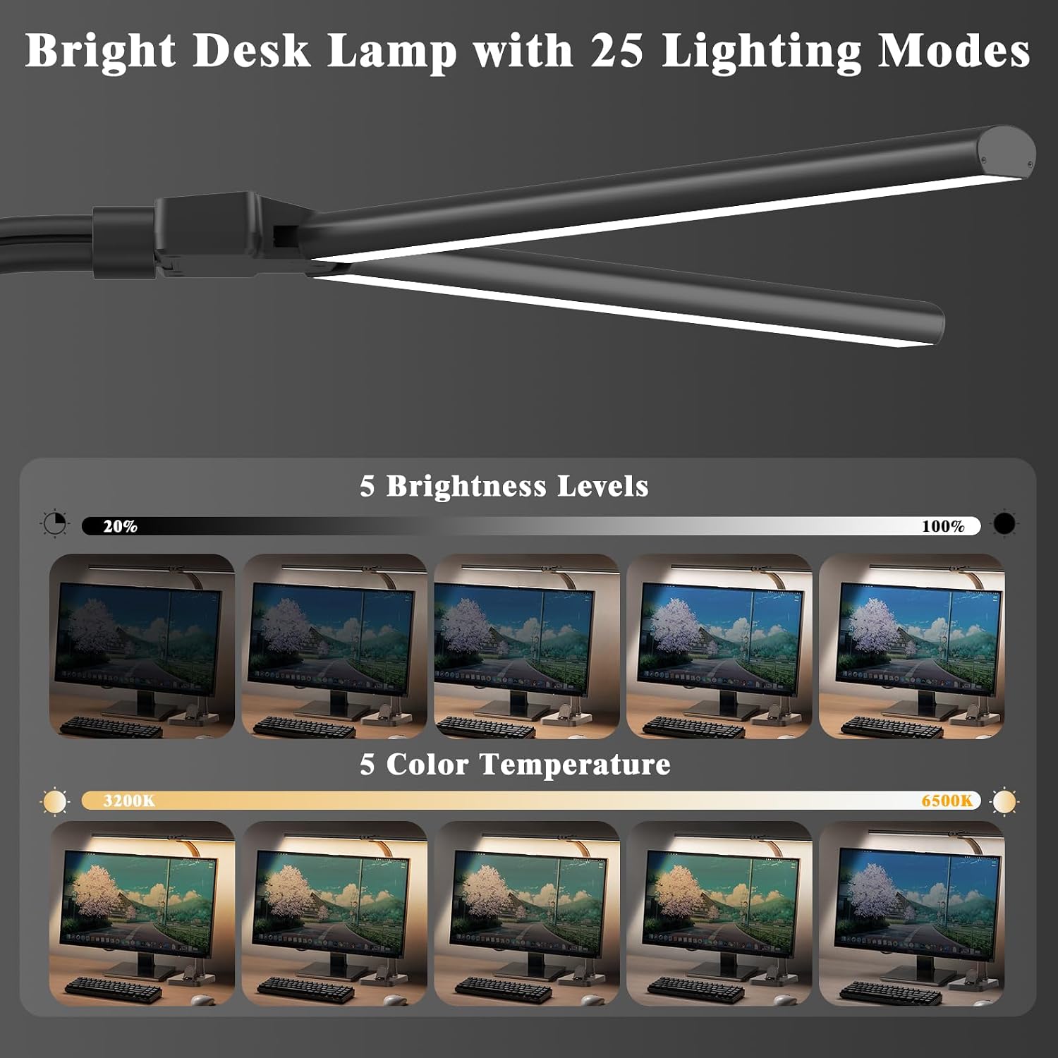 Black Dual Monitor LED Light Bar