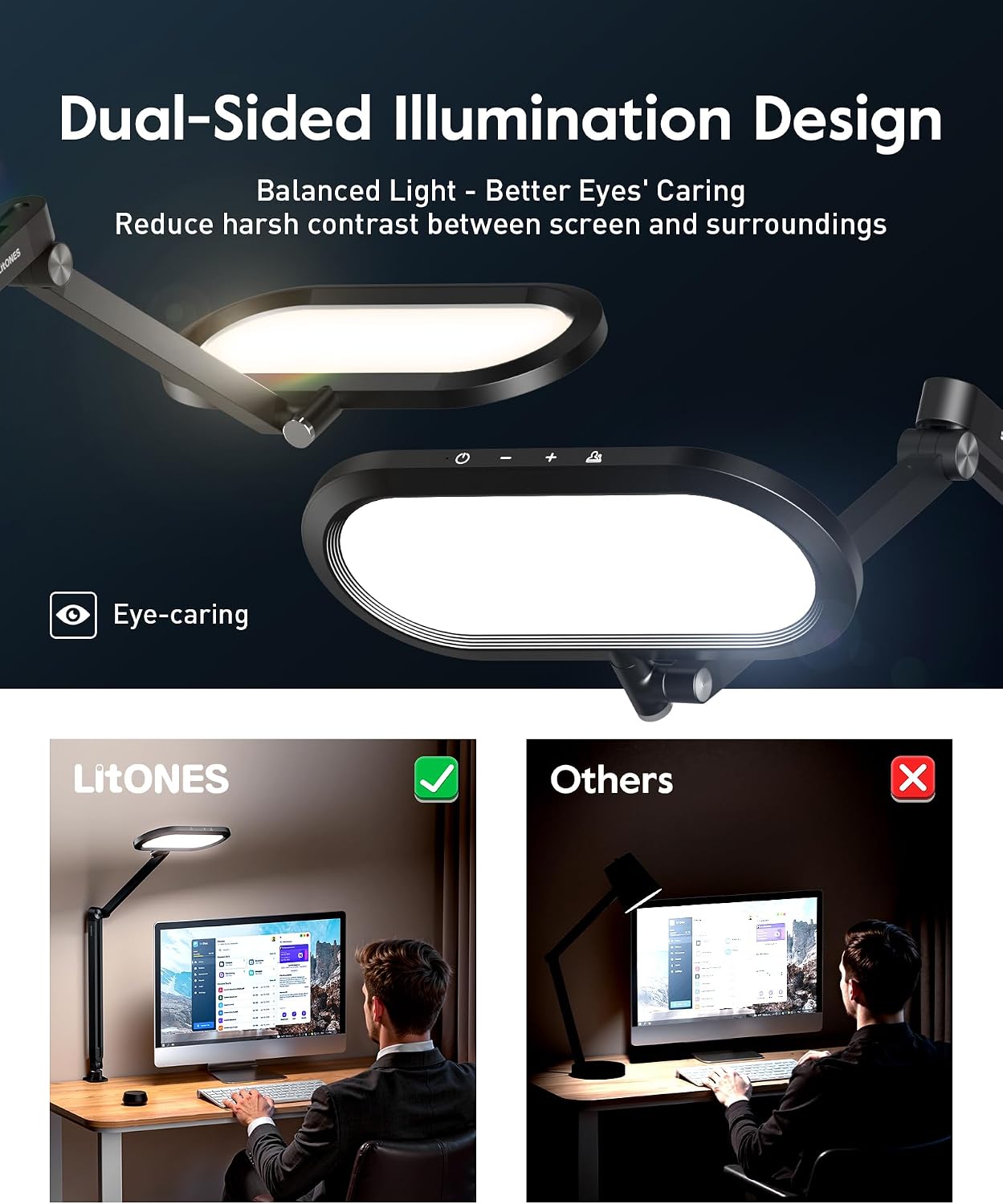 Black Dual-Sided Clamp LED Desk Lamp
