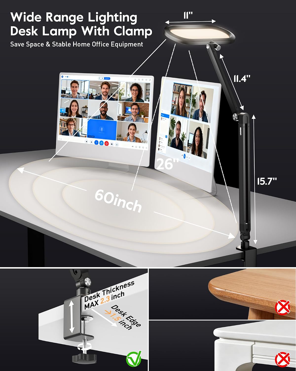 Black Dual-Sided Clamp LED Desk Lamp