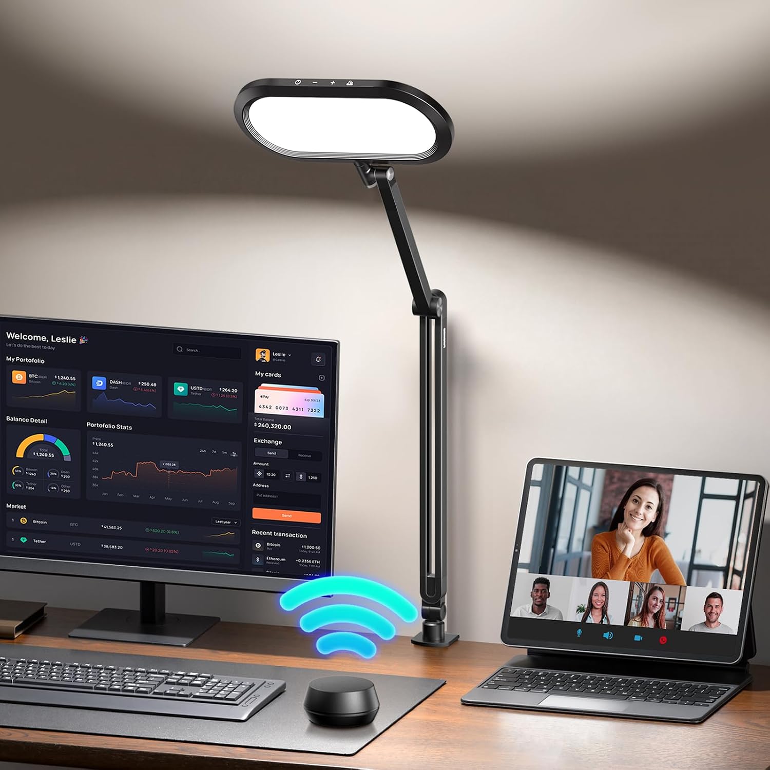 Black Dual-Sided Clamp LED Desk Lamp