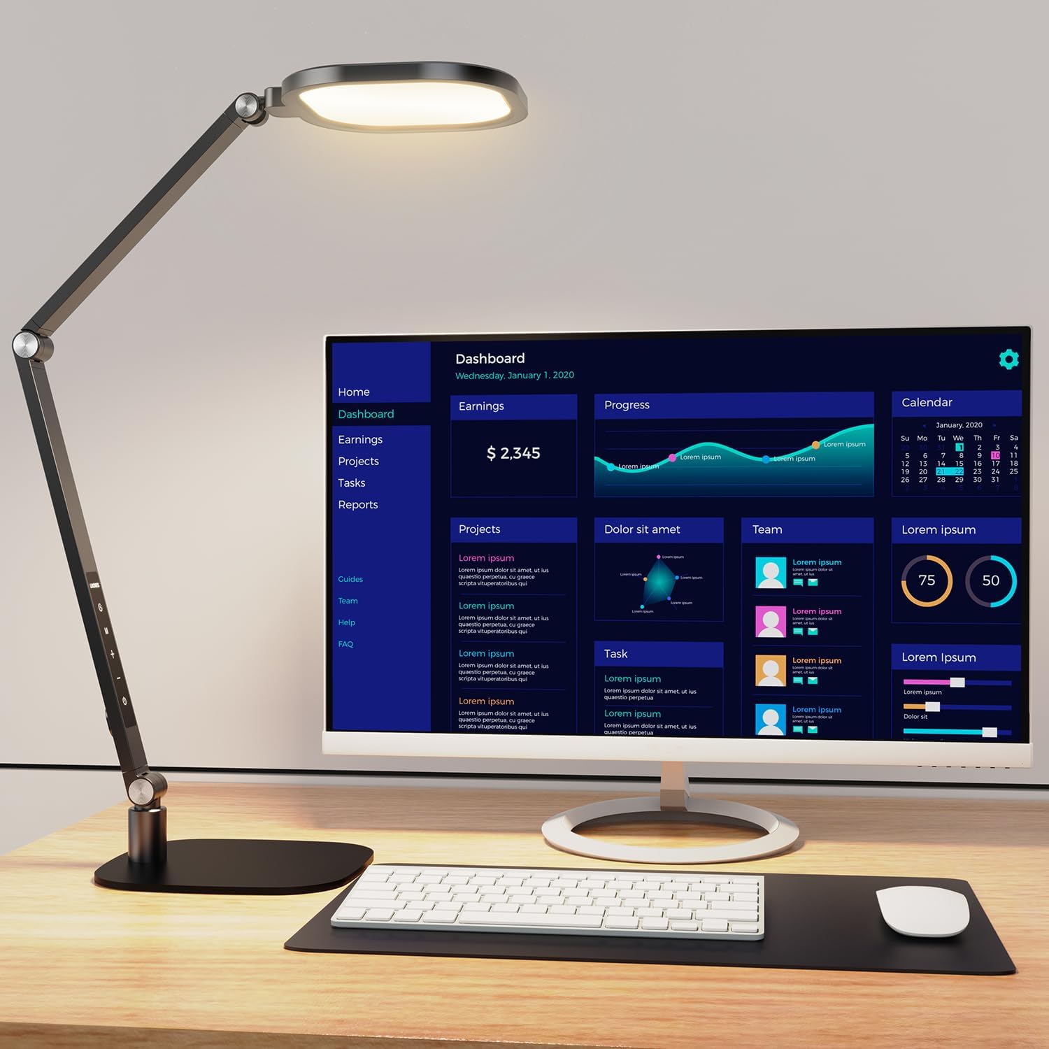 Black Flexible Arm LED Desk Lamp