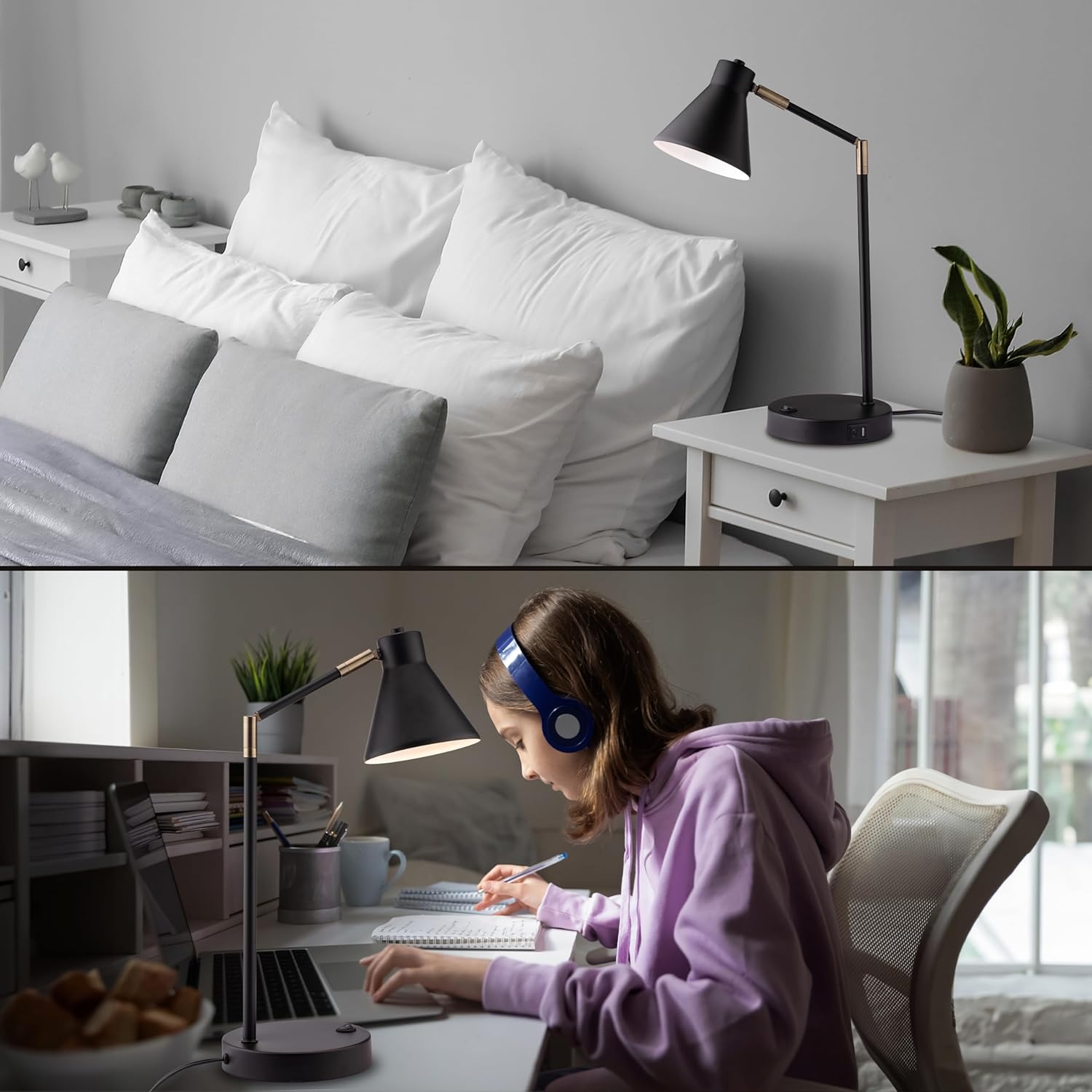 Black Gold Adjustable Desk Lamp