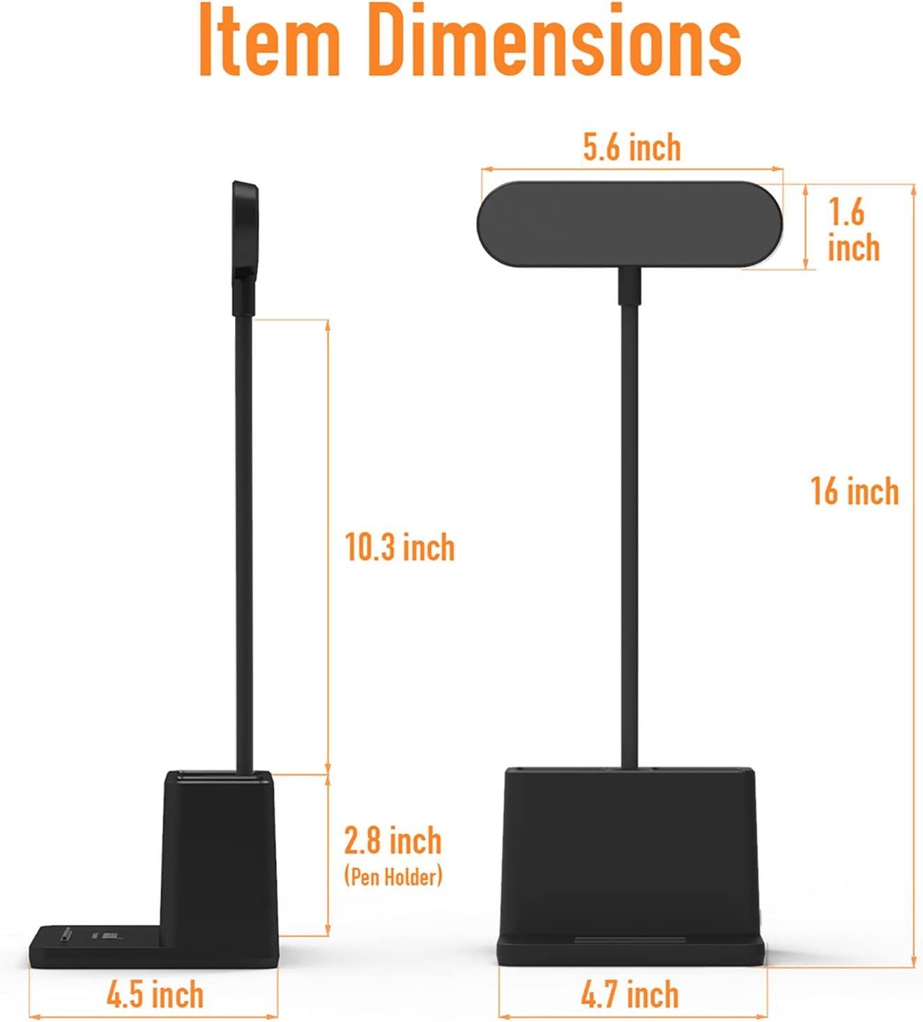 Black LED Desk Lamp Pen Holder