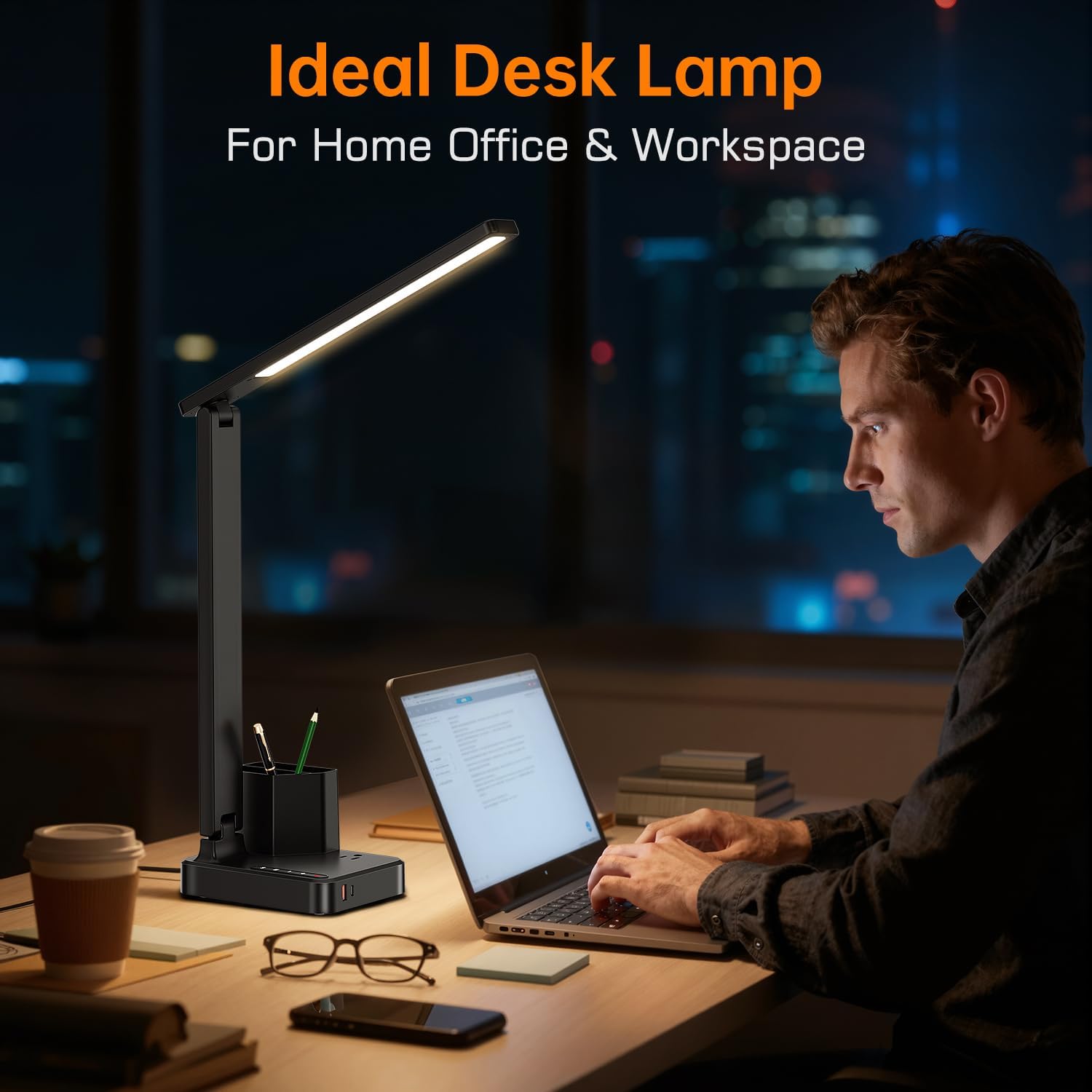 Black LED Desk Lamp USB