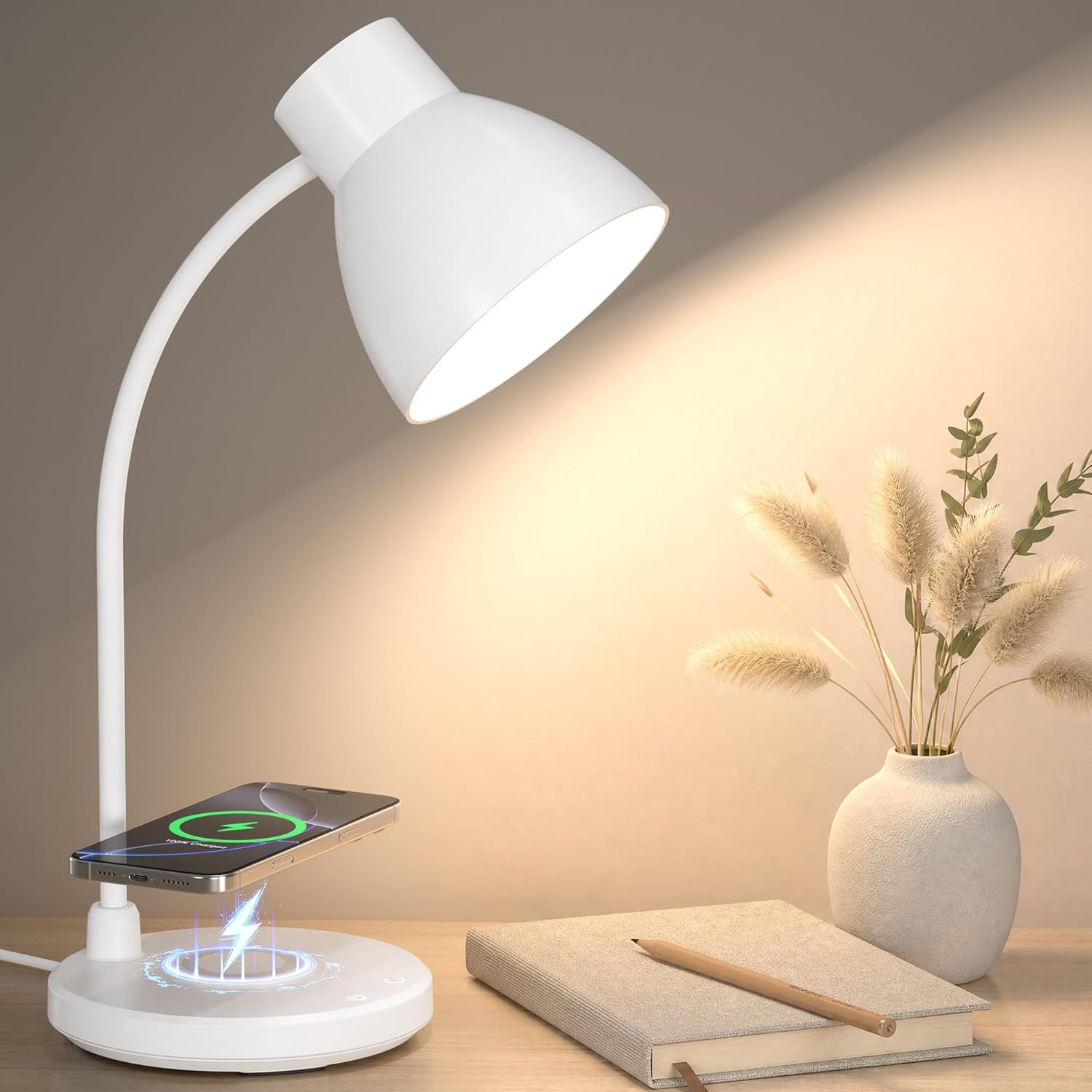Black LED Desk Lamp with 10W Wireless Charger