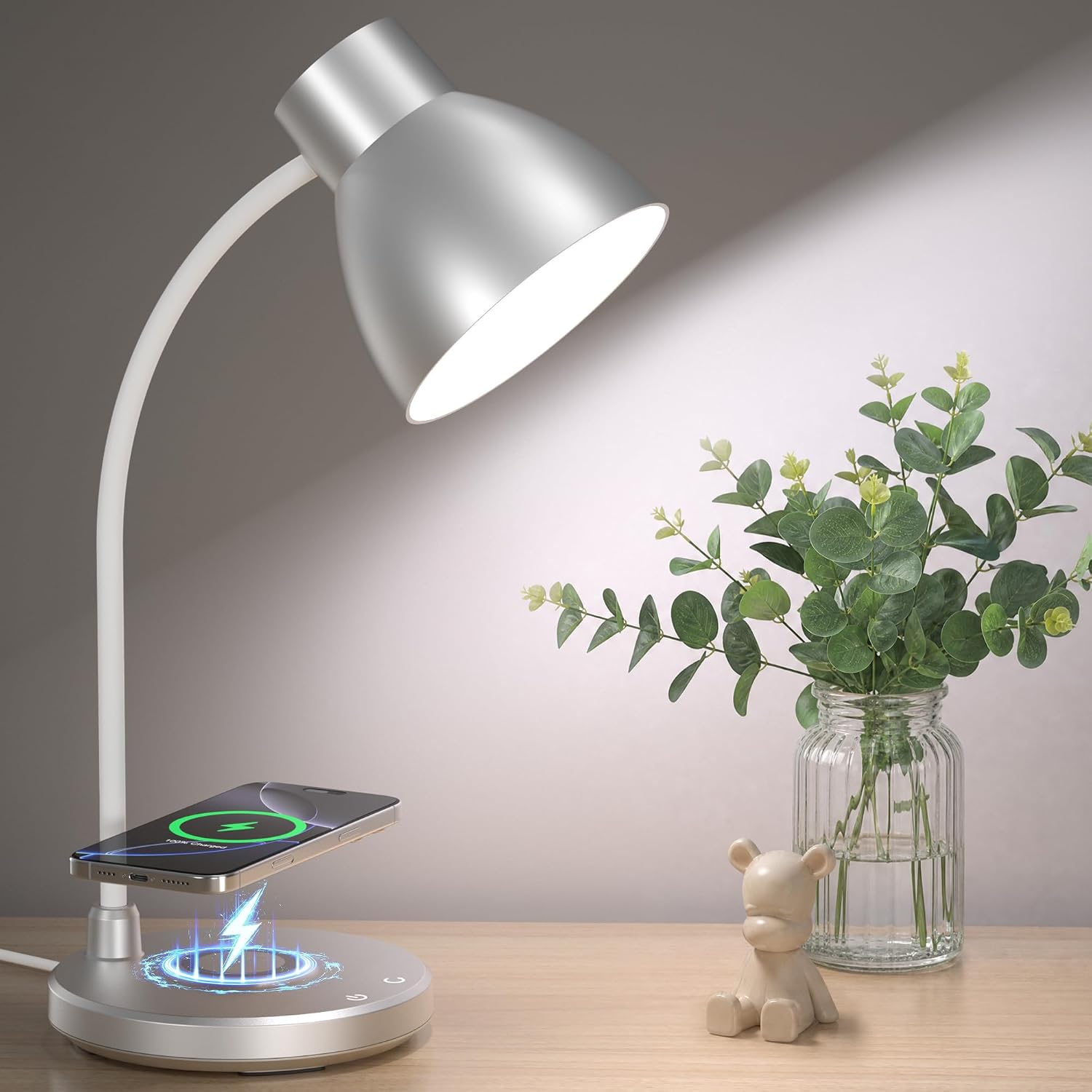 Black LED Desk Lamp with 10W Wireless Charger