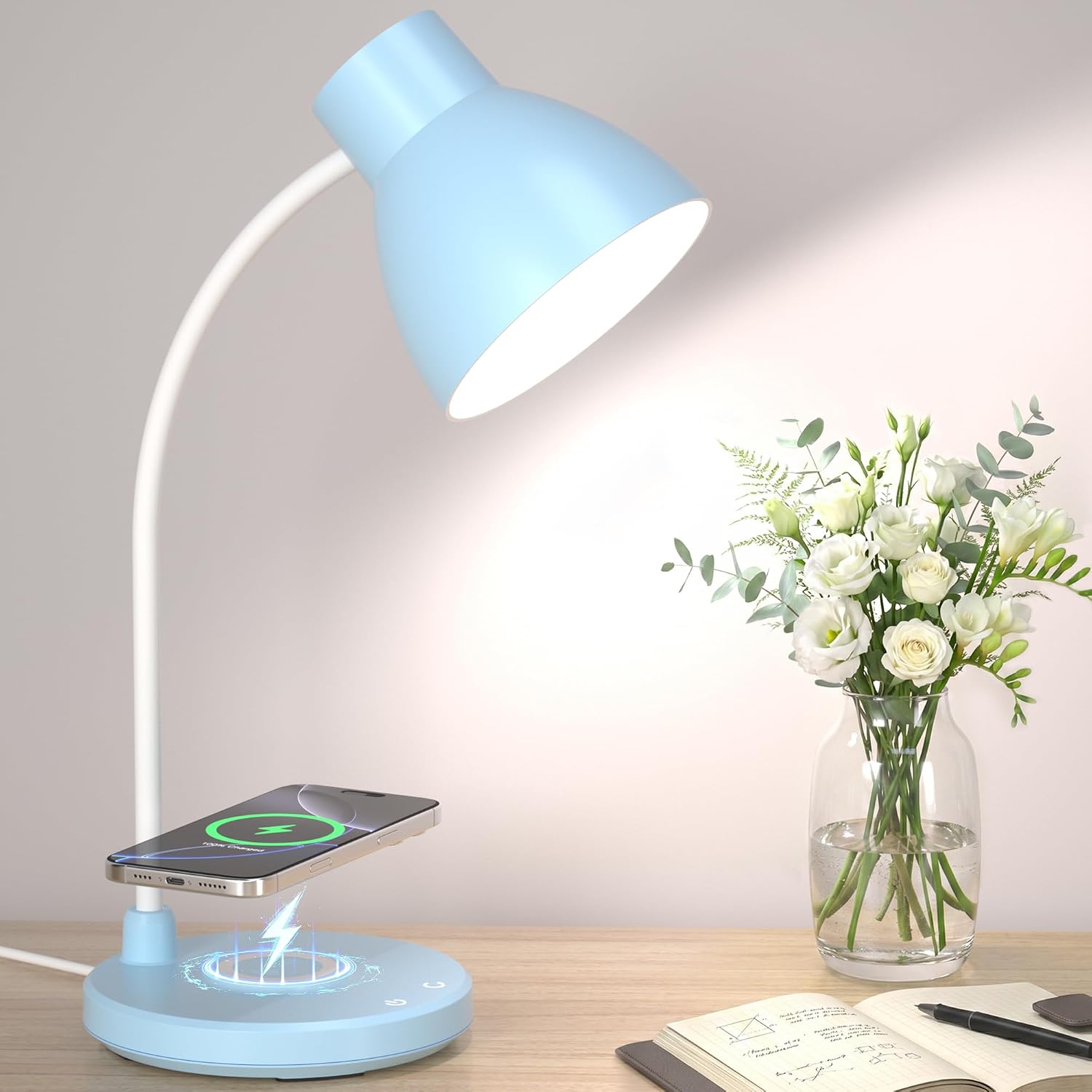 Black LED Desk Lamp with 10W Wireless Charger