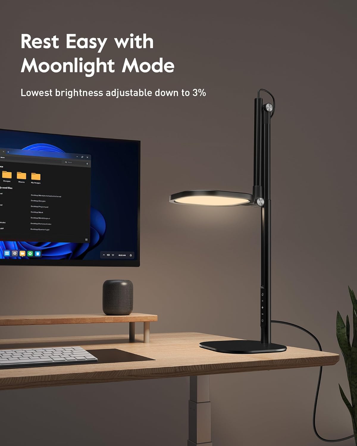Black LED Desk Lamp with Adjustable Arm