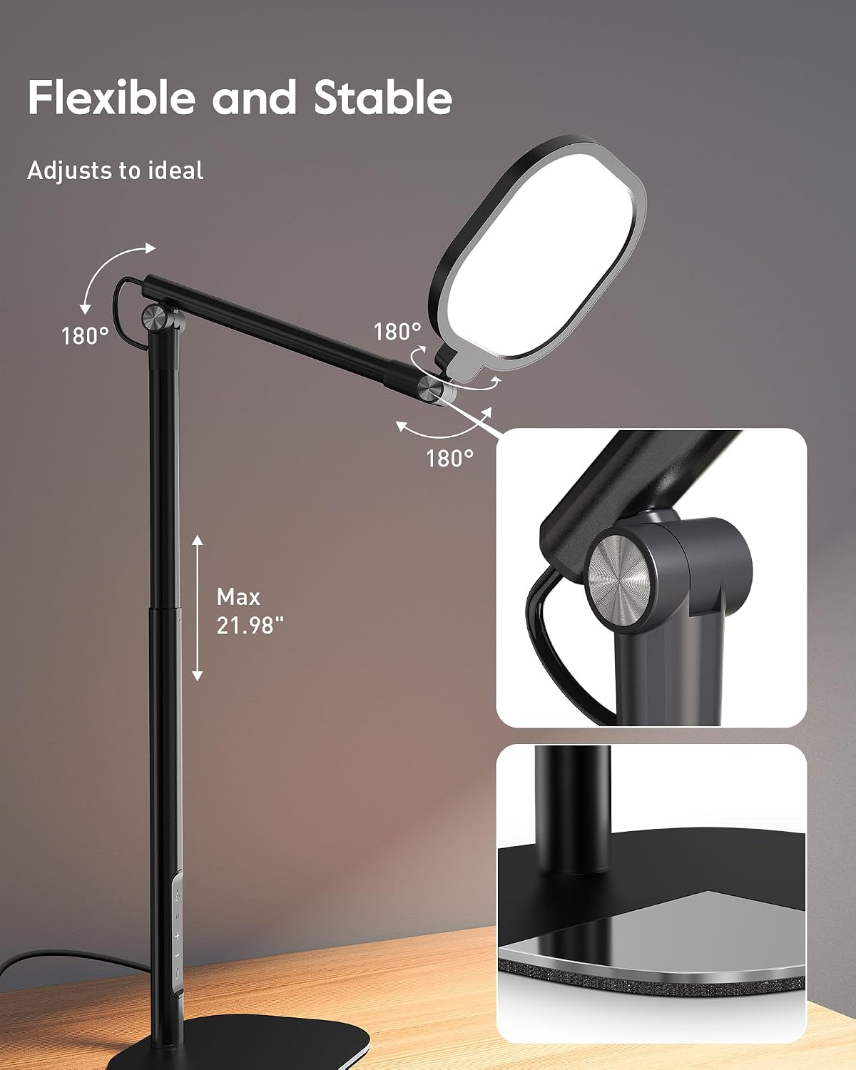 Black LED Desk Lamp with Adjustable Arm