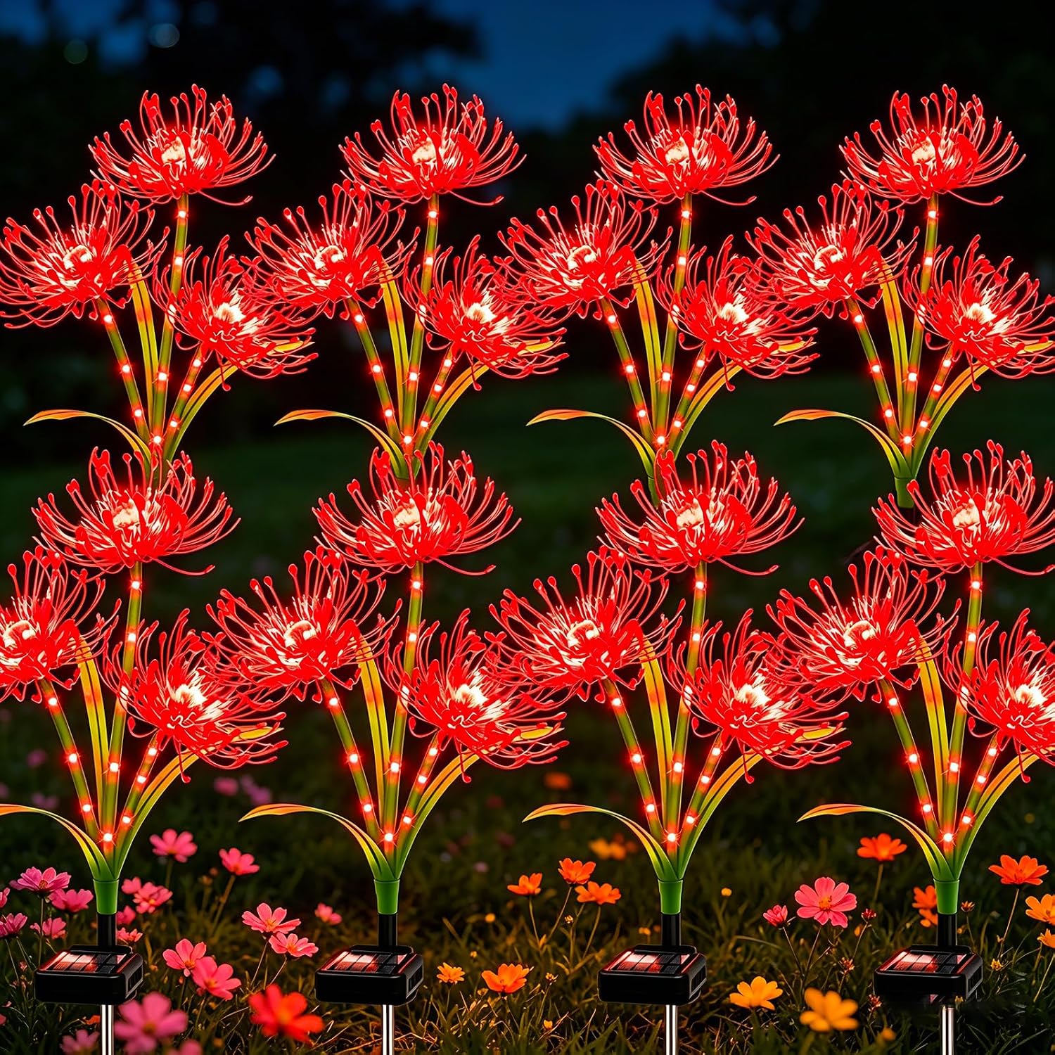 Blue Solar Flower Lights