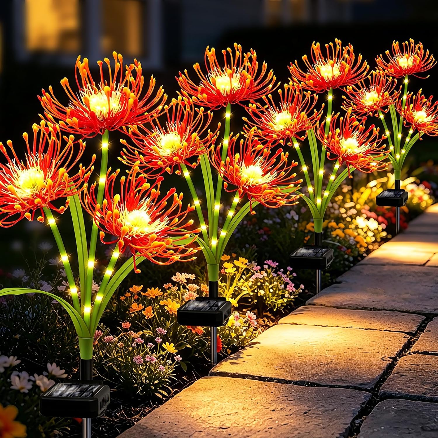 Blue Solar Flower Lights