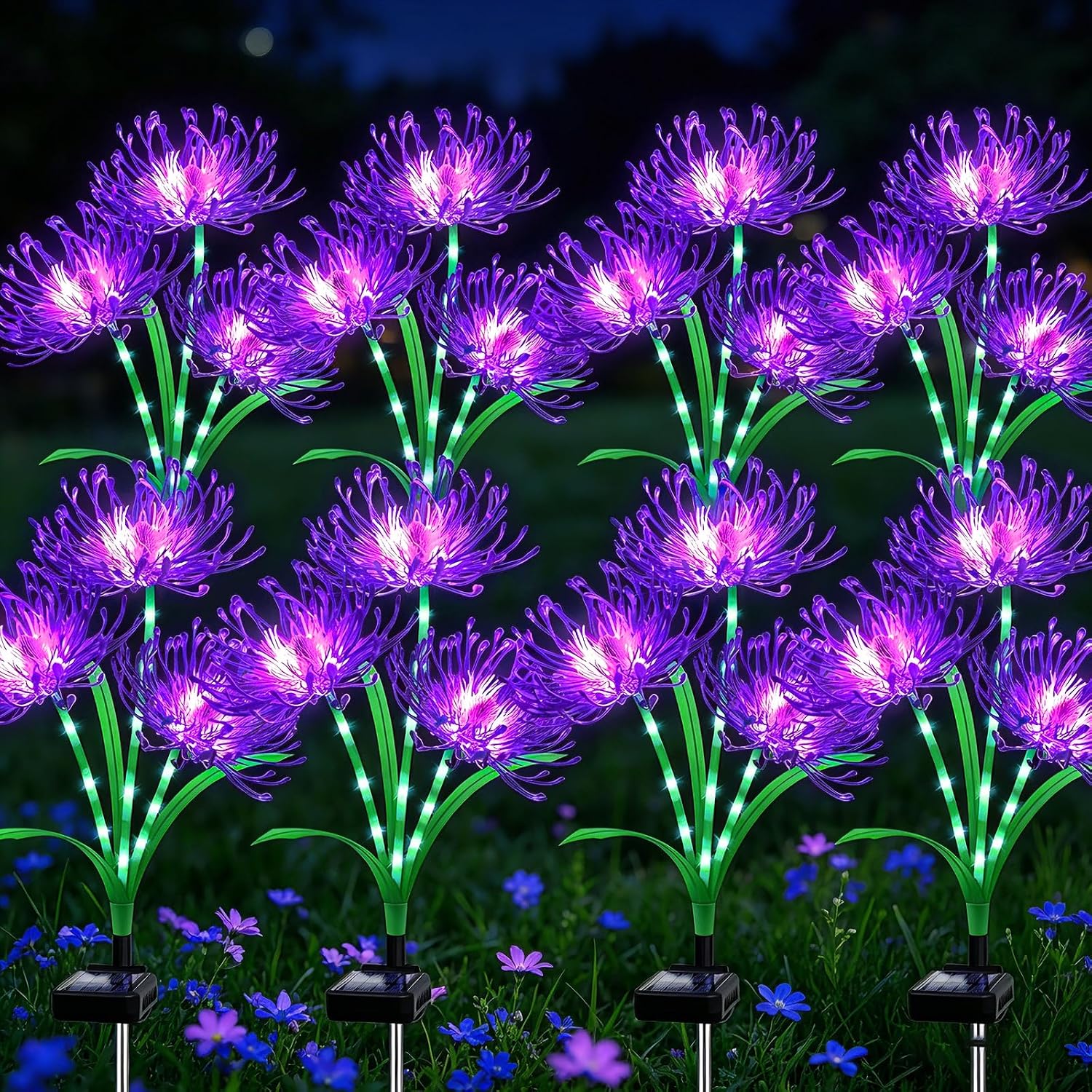 Blue Solar Flower Lights