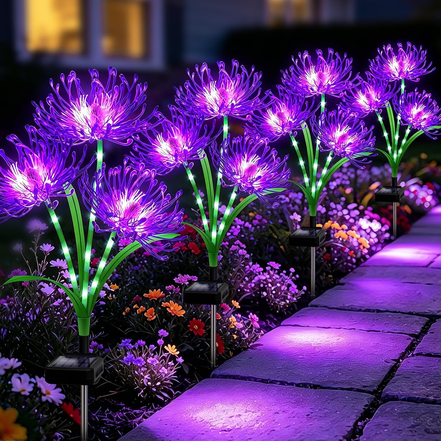 Blue Solar Flower Lights