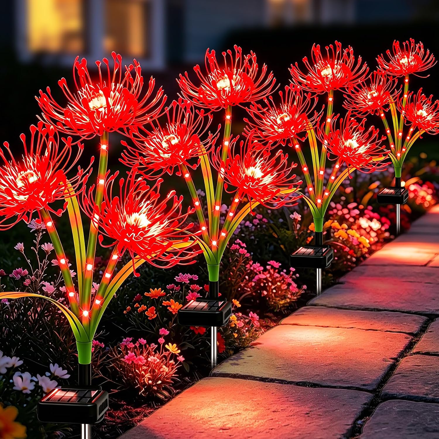 Blue Solar Flower Lights
