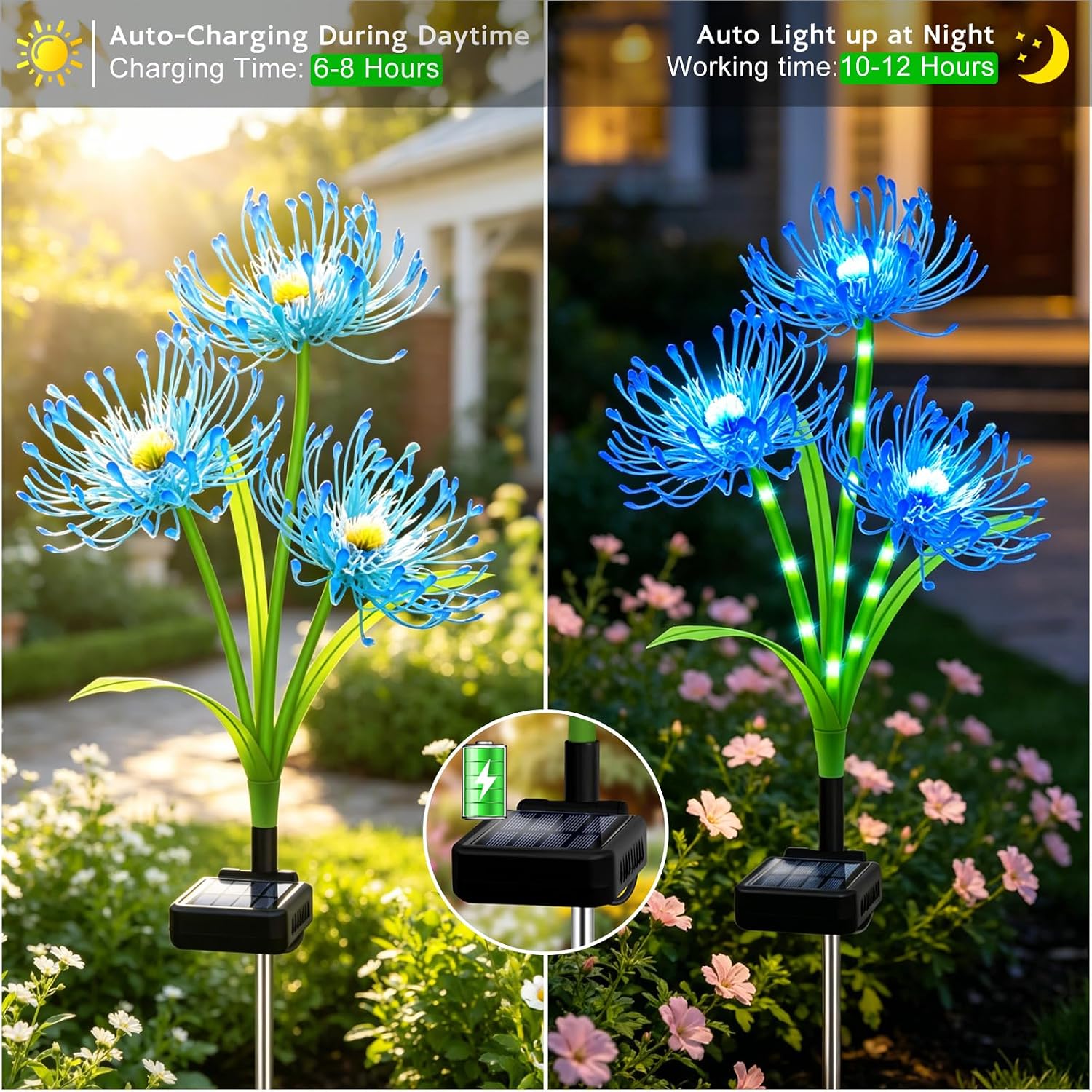 Blue Solar Flower Lights