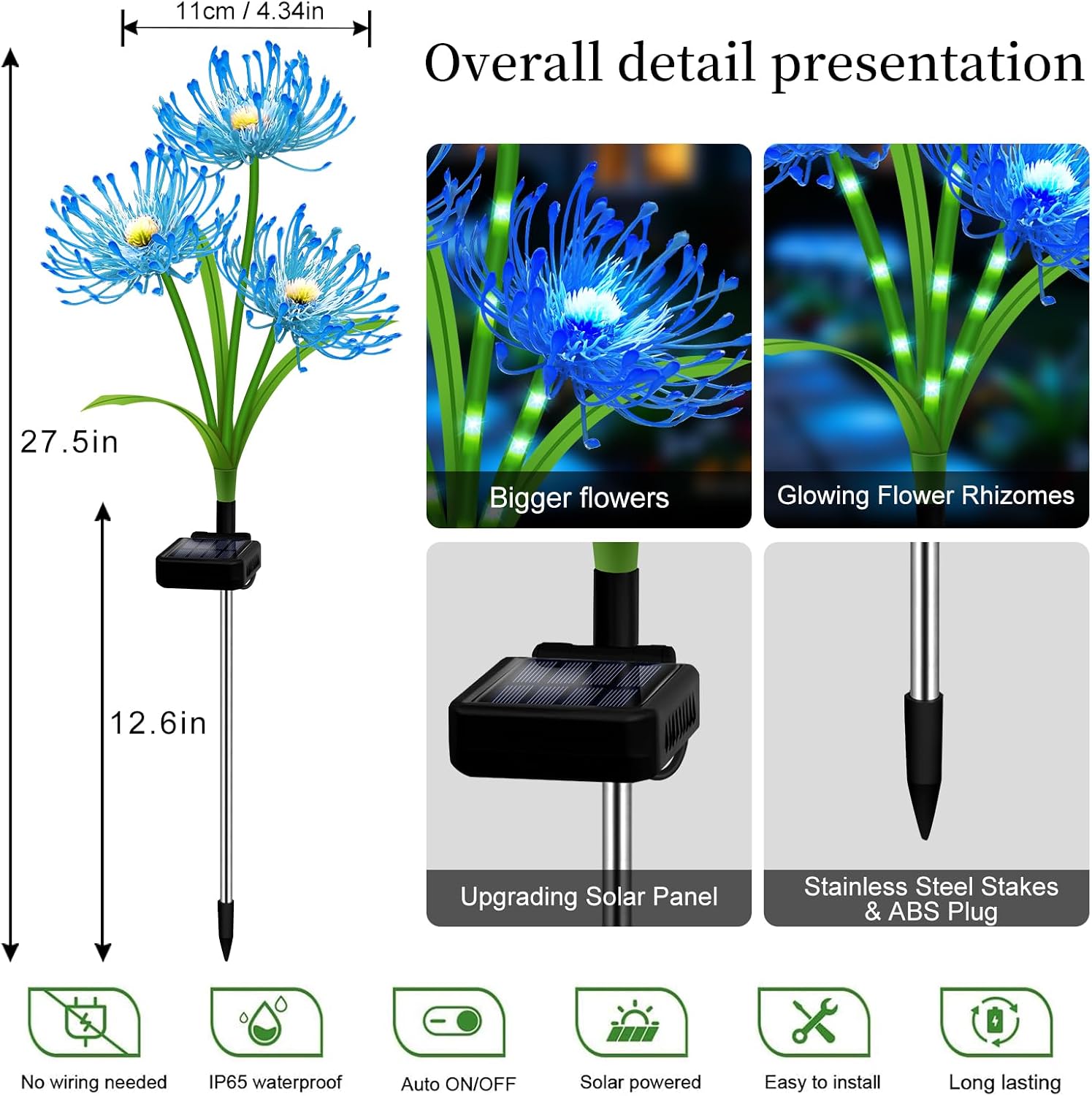 Blue Solar Flower Lights