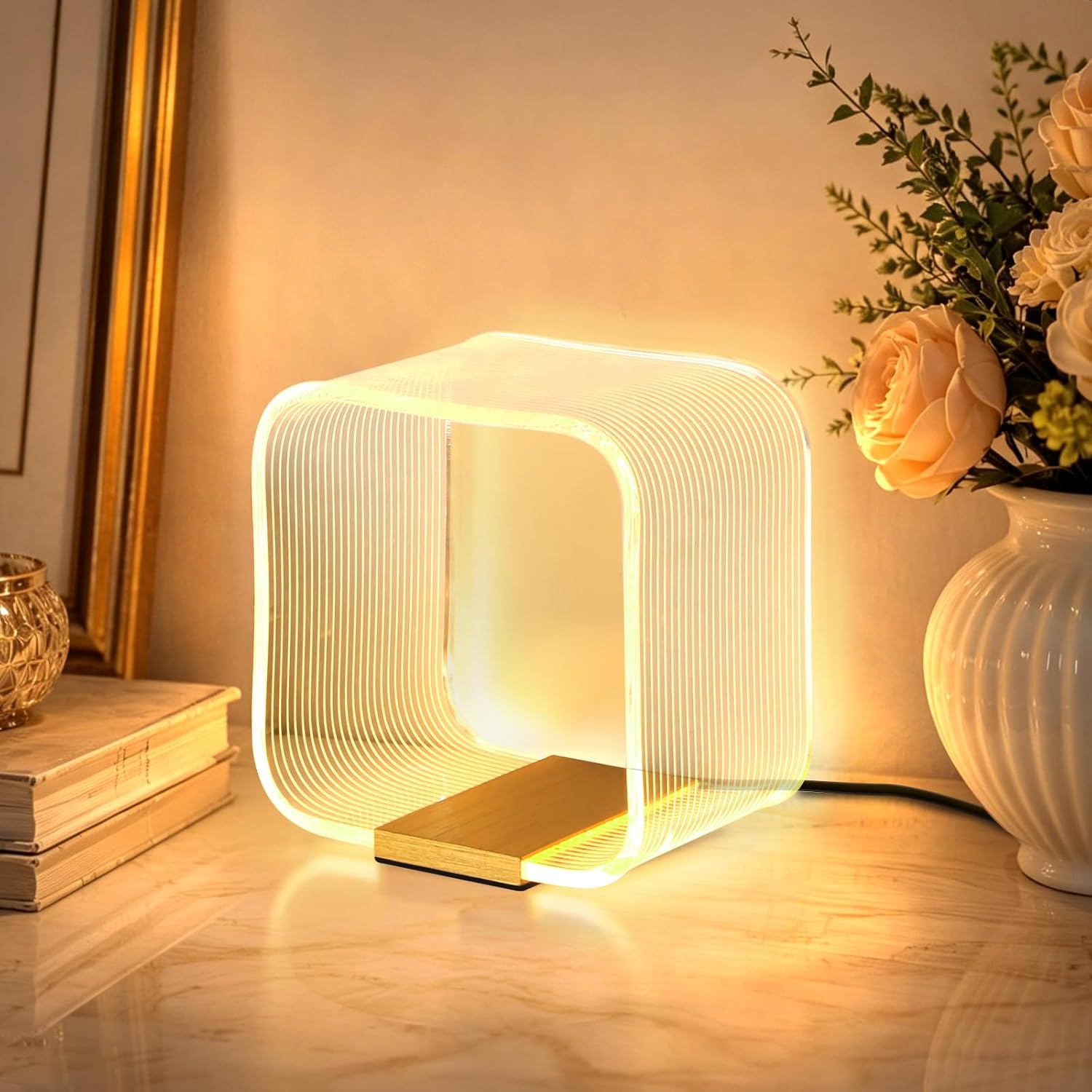 Circular Glitter LED Table Lamp