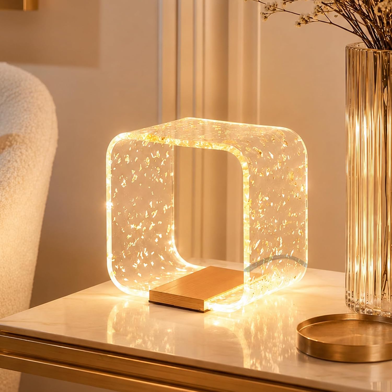 Circular Glitter LED Table Lamp