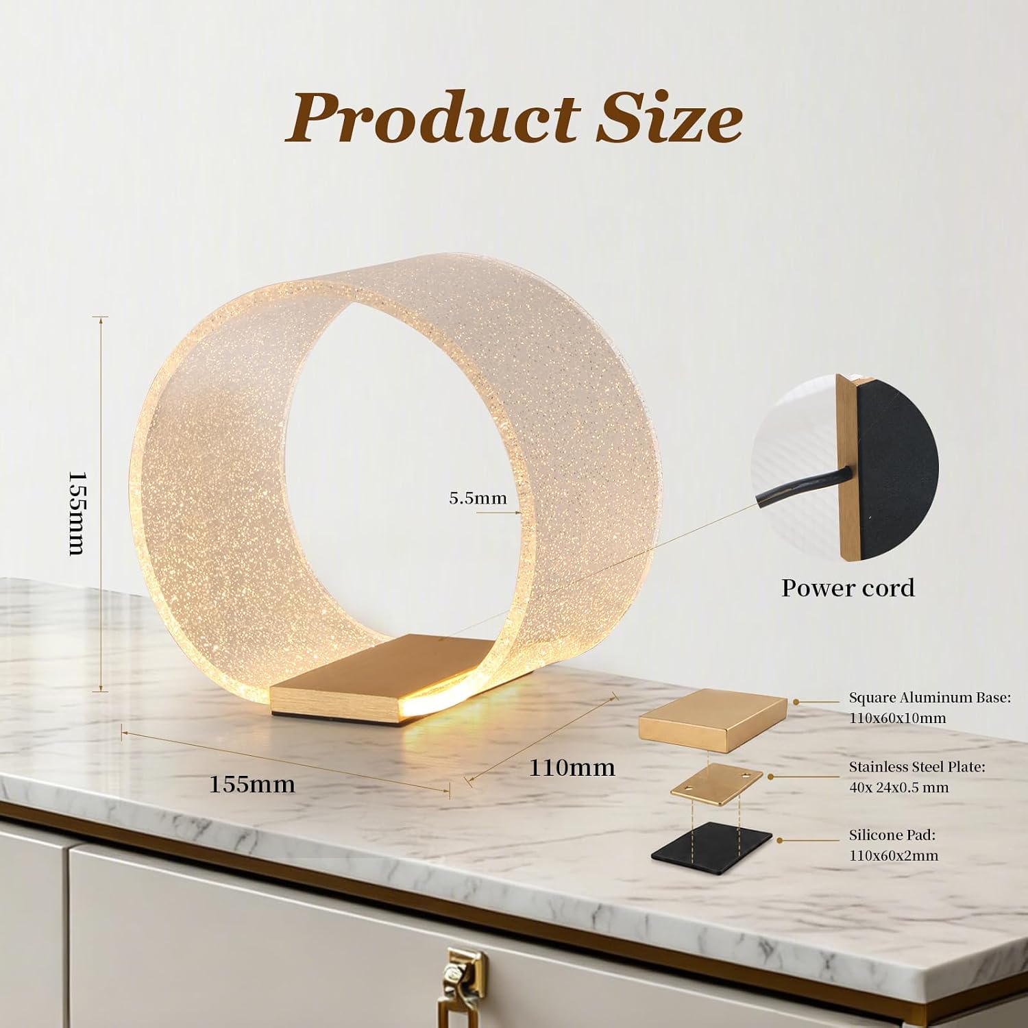 Circular Glitter LED Table Lamp