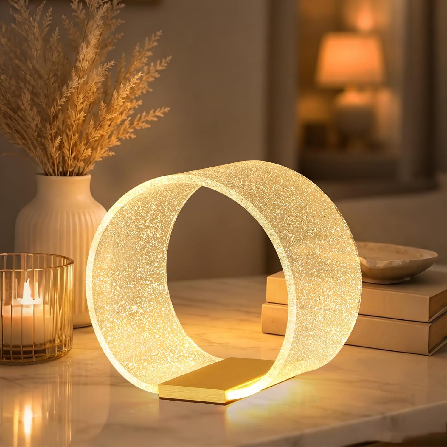 Circular Glitter LED Table Lamp
