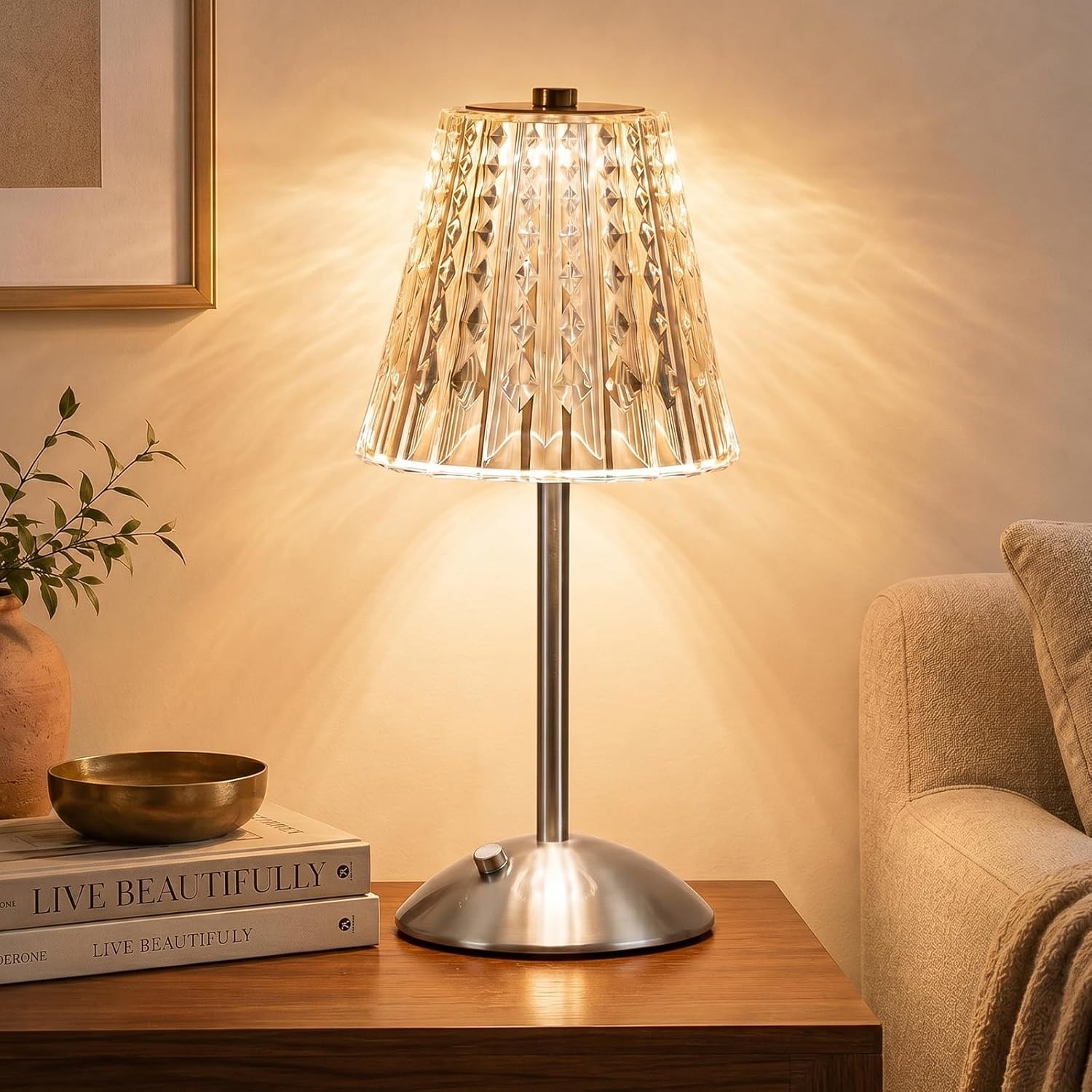 Cordless Crystal Cone Lamp