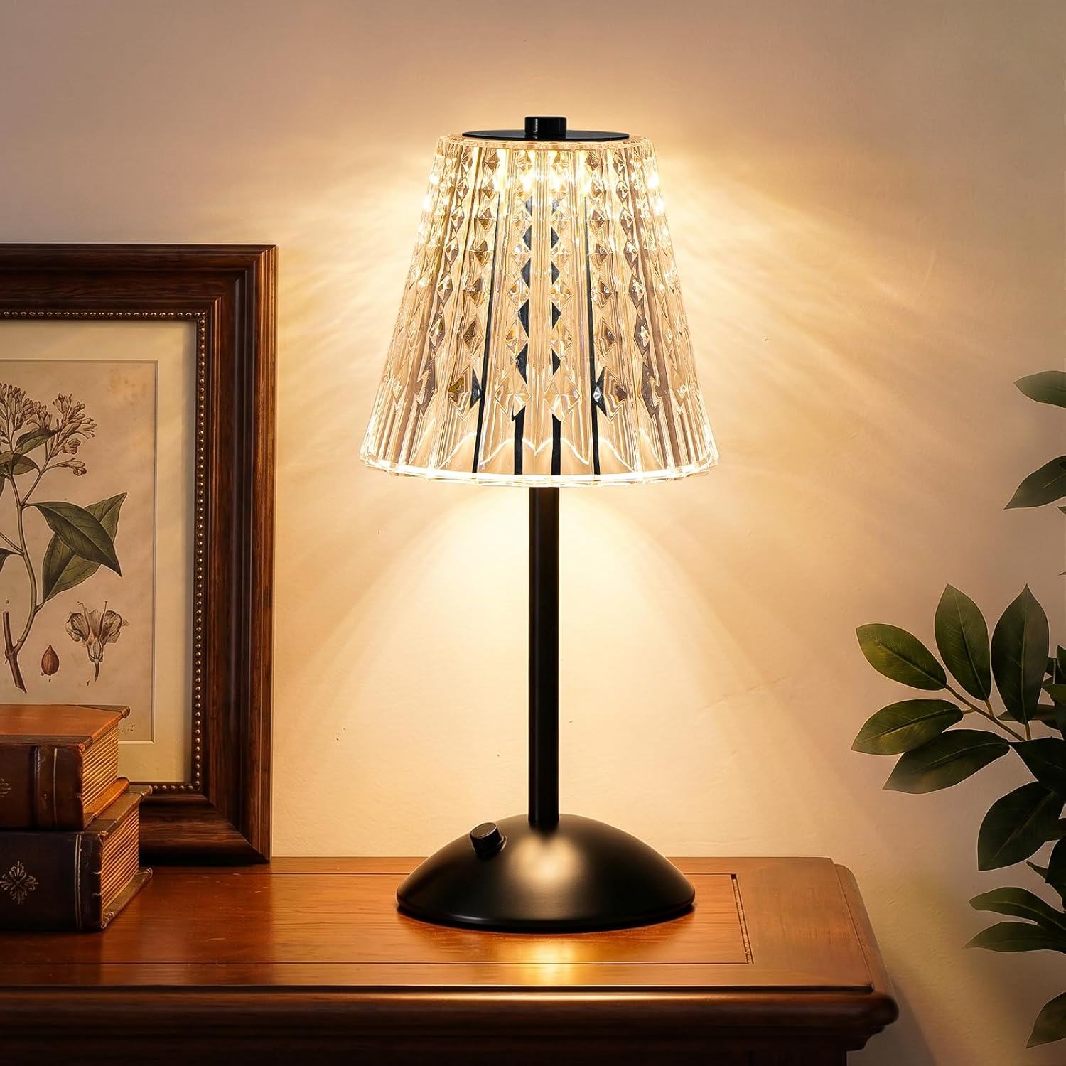 Cordless Crystal Cone Lamp