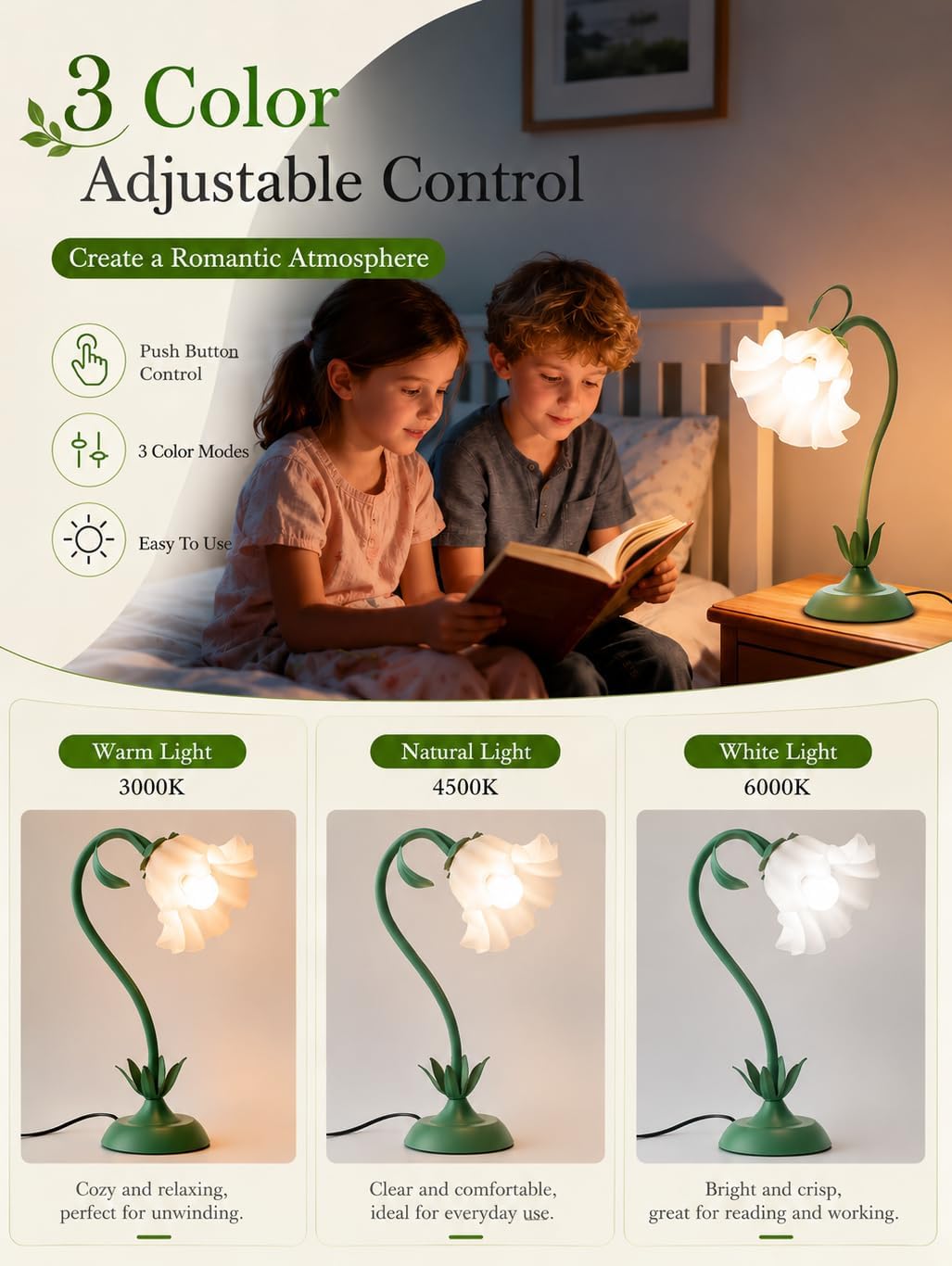 Green Floral Table Lamp