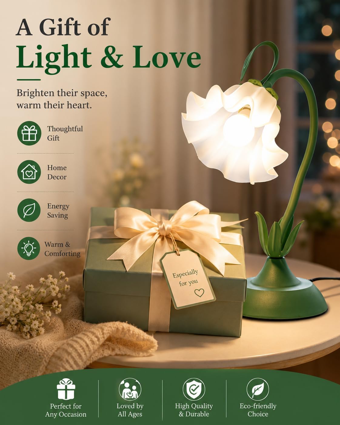Green Floral Table Lamp