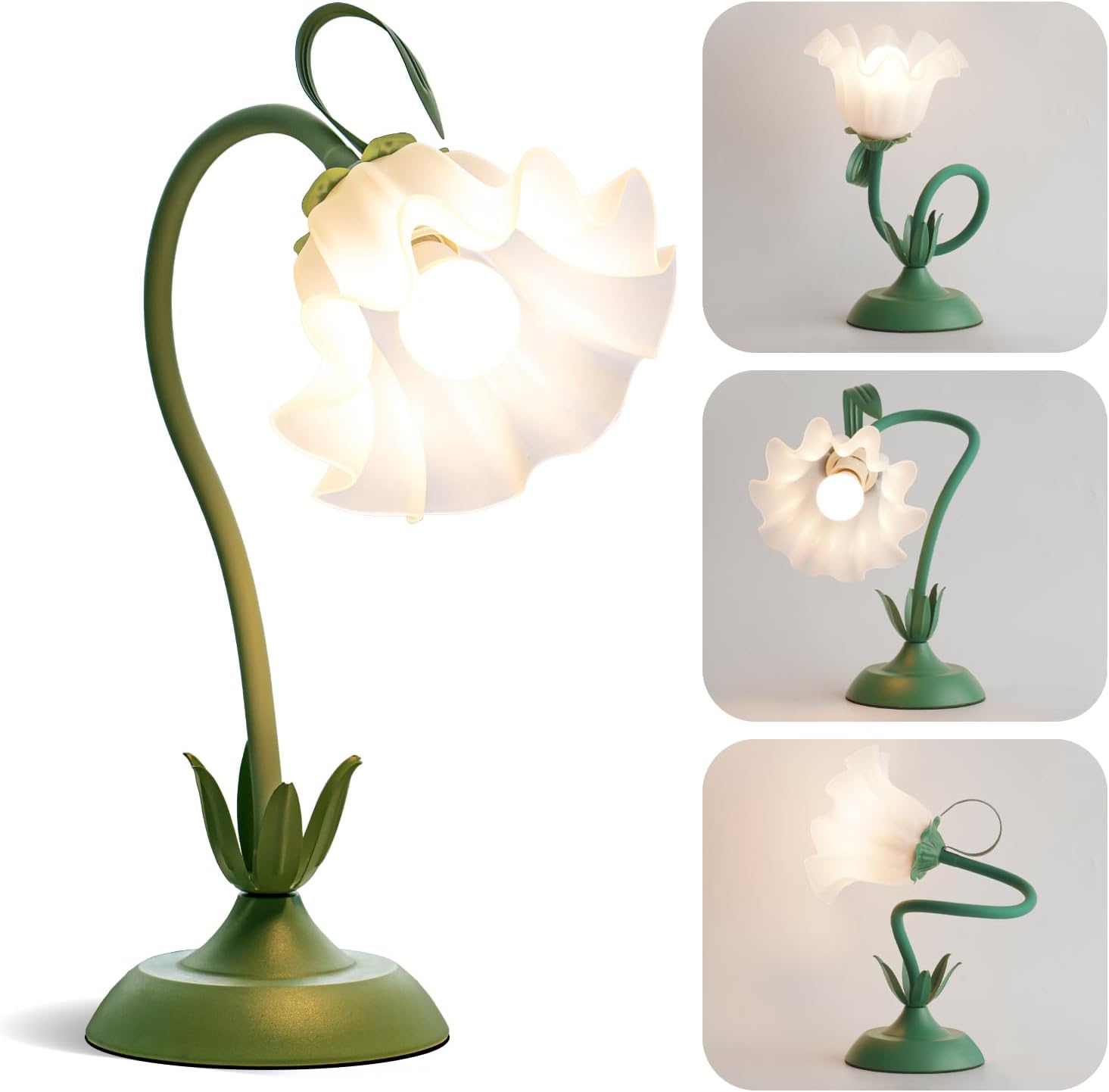 Green Floral Table Lamp