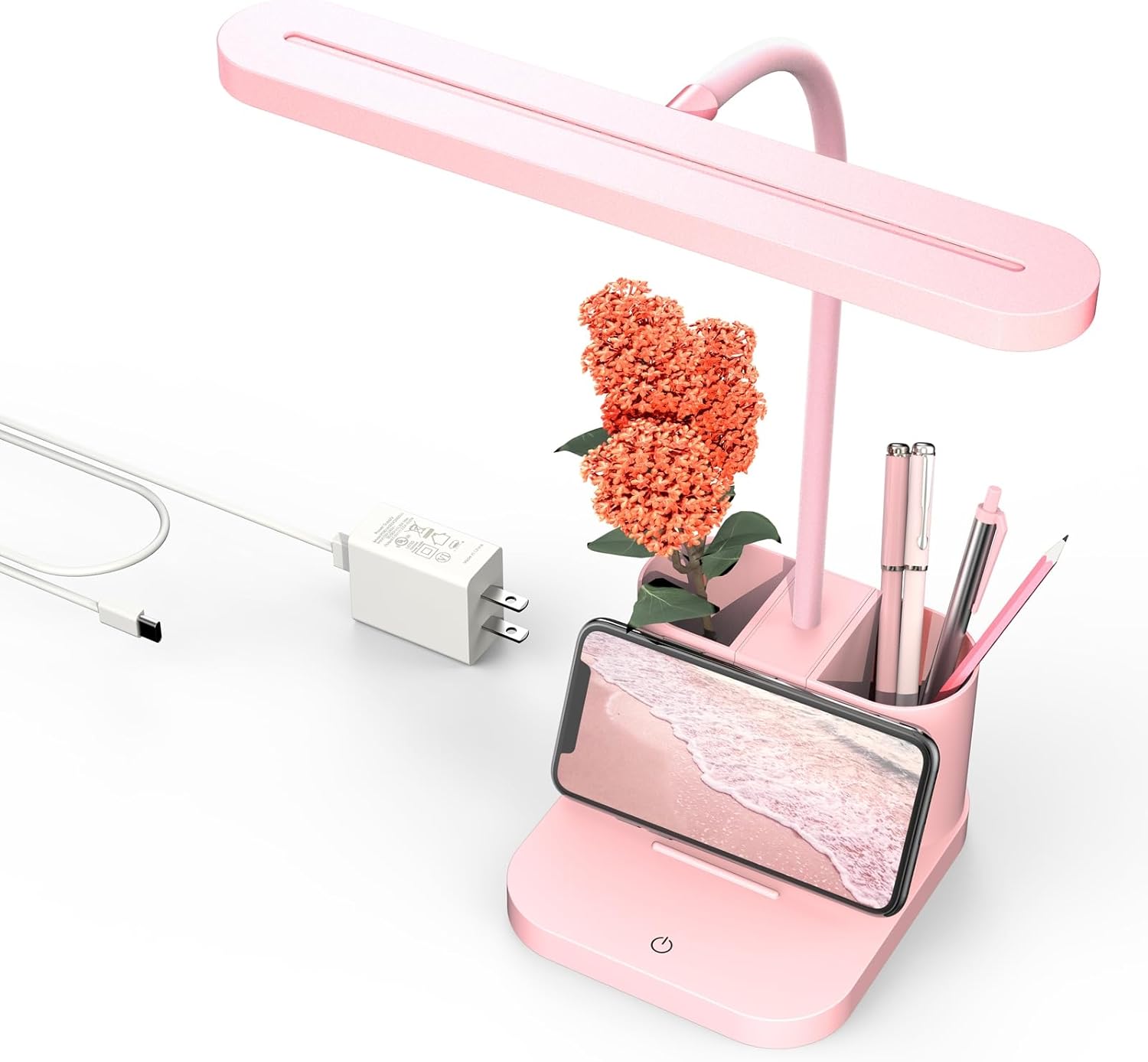 Pink LED Desk Lamp Organiser